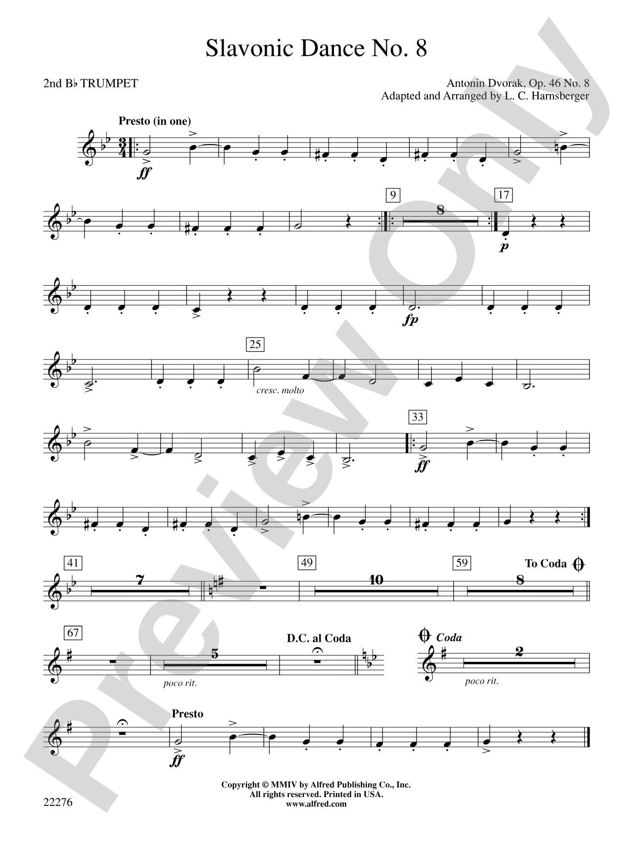 Slavonic Dance No. 8: 2nd B-flat Trumpet
