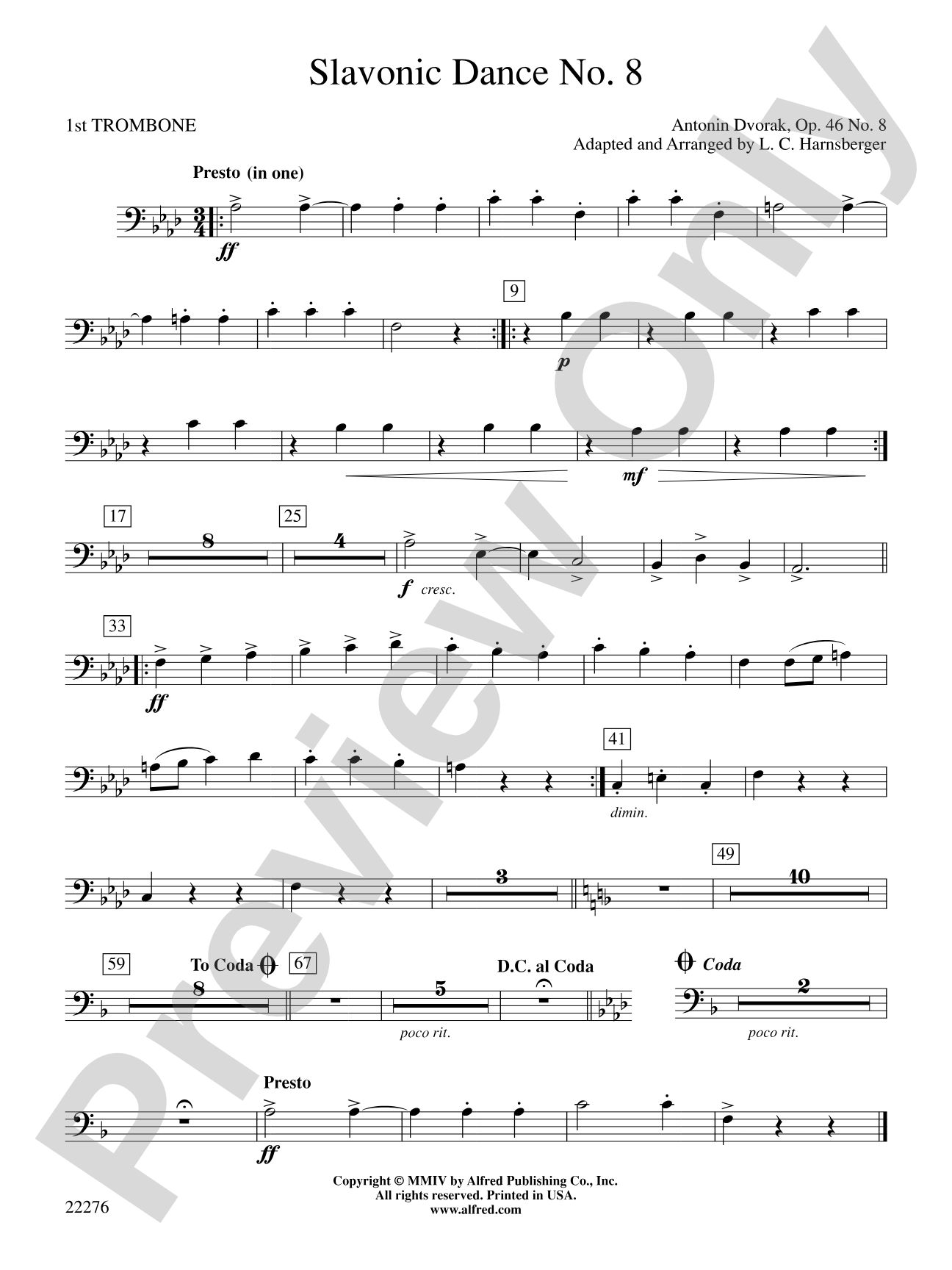 Slavonic Dance No. 8: 1st Trombone