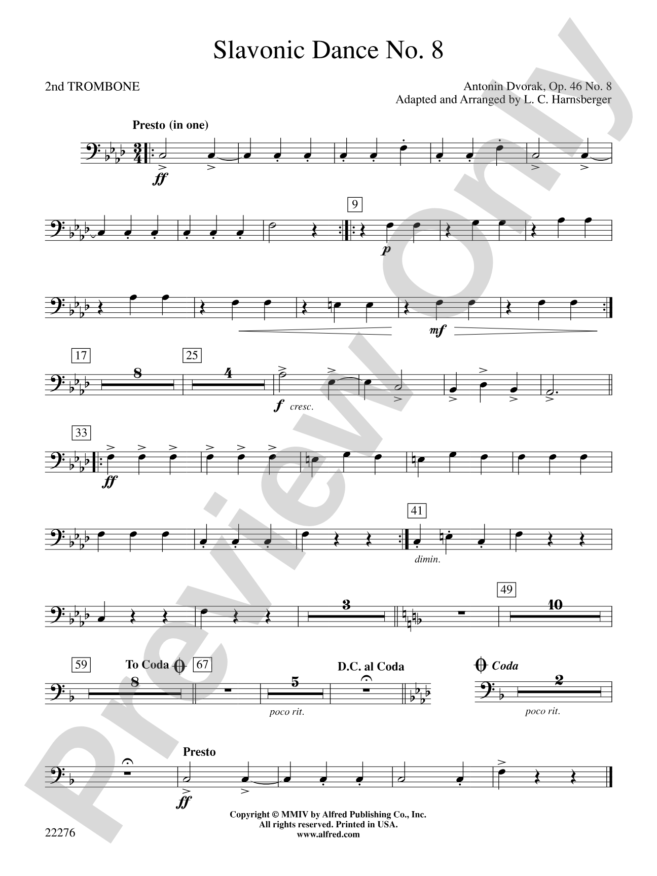 Slavonic Dance No. 8: 2nd Trombone