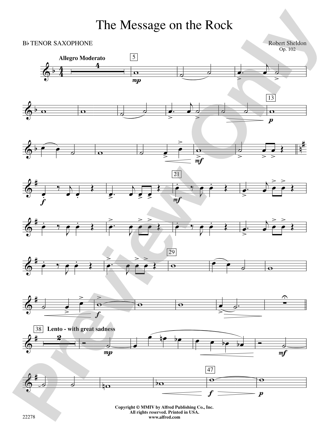 The Message on the Rock: B-flat Tenor Saxophone