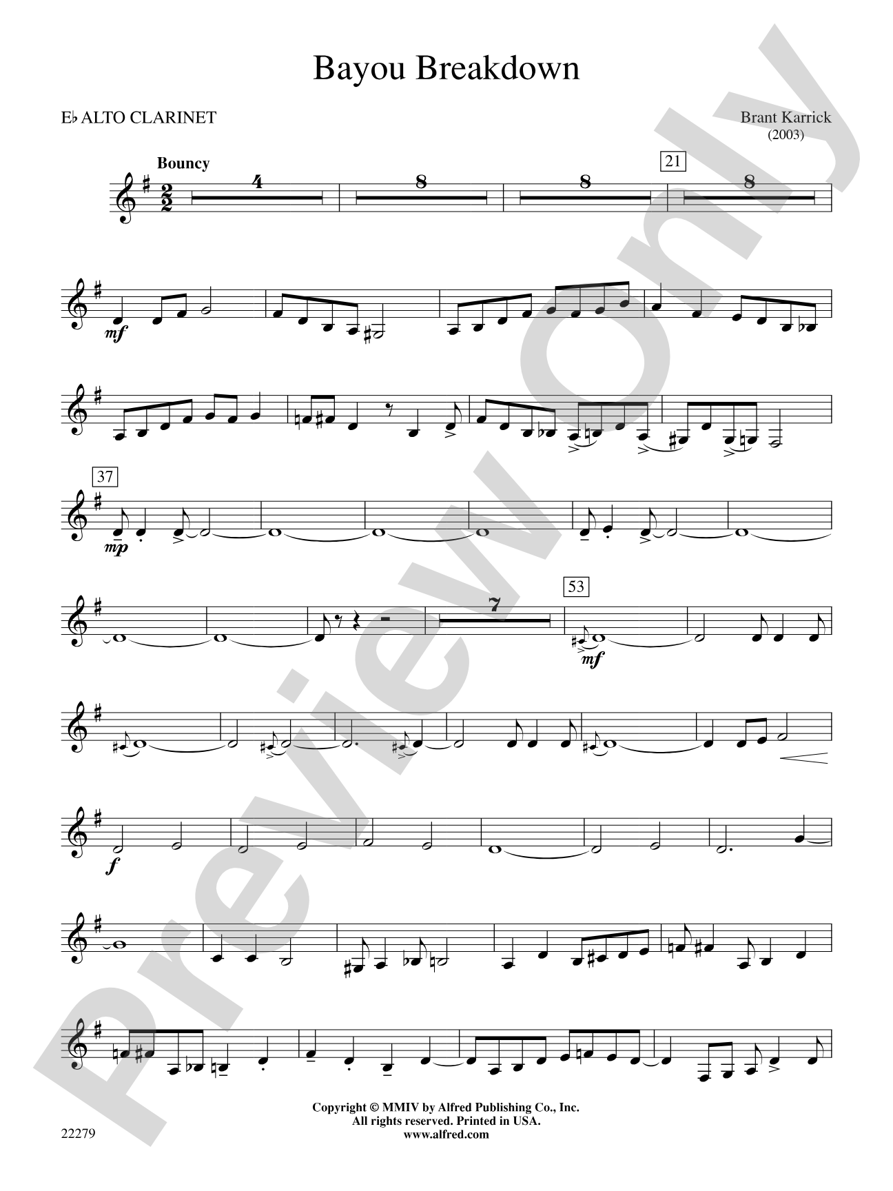 Bayou Breakdown: E-flat Alto Clarinet