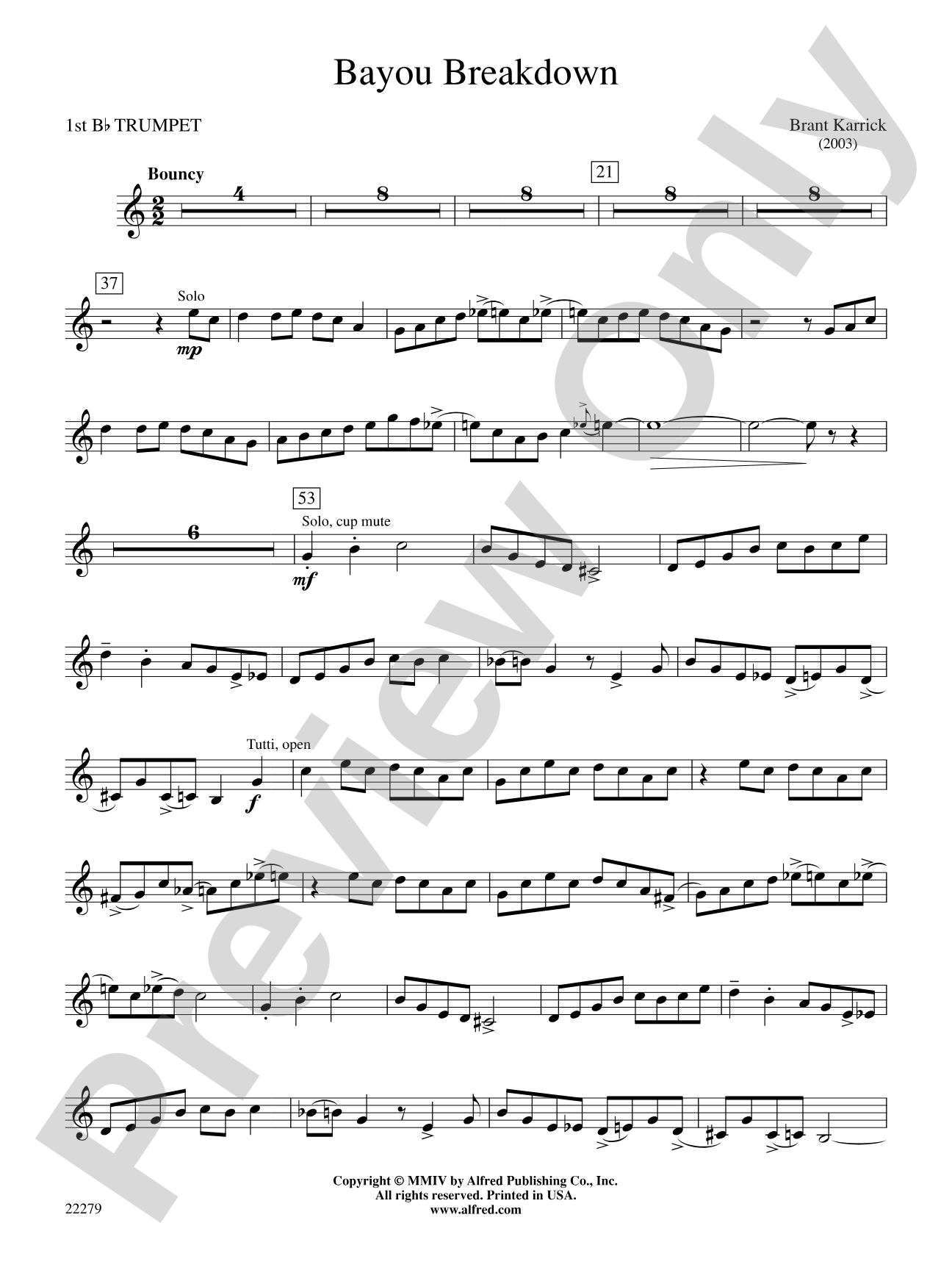 Bayou Breakdown: 1st B-flat Trumpet