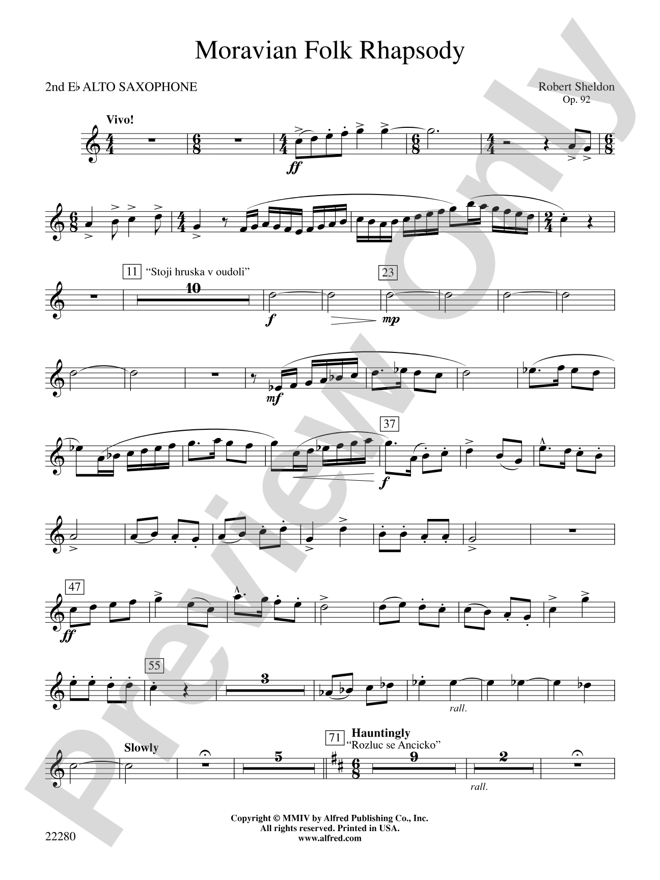 Moravian Folk Rhapsody: 2nd E-flat Alto Saxophone