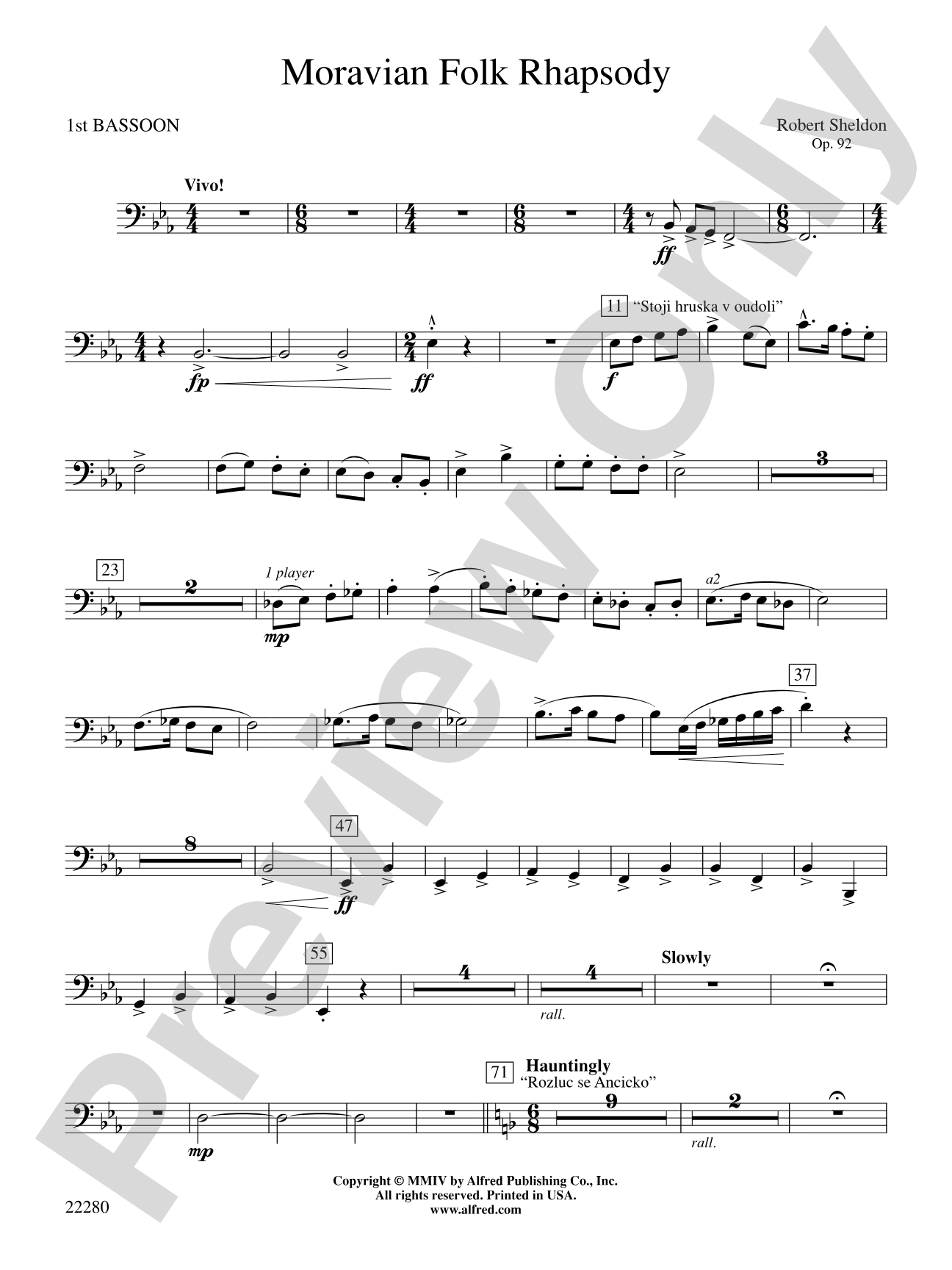 Moravian Folk Rhapsody: Bassoon