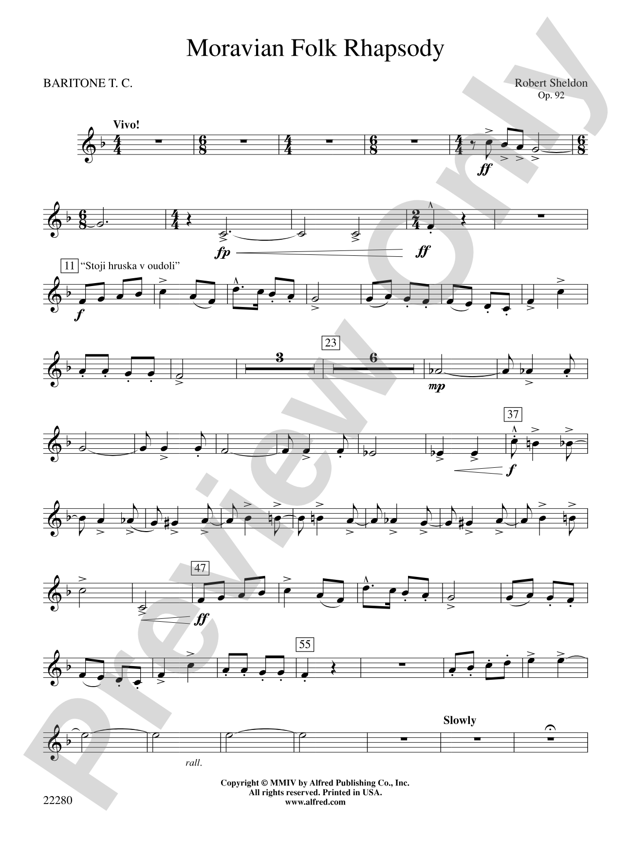 Moravian Folk Rhapsody: Baritone T.C.