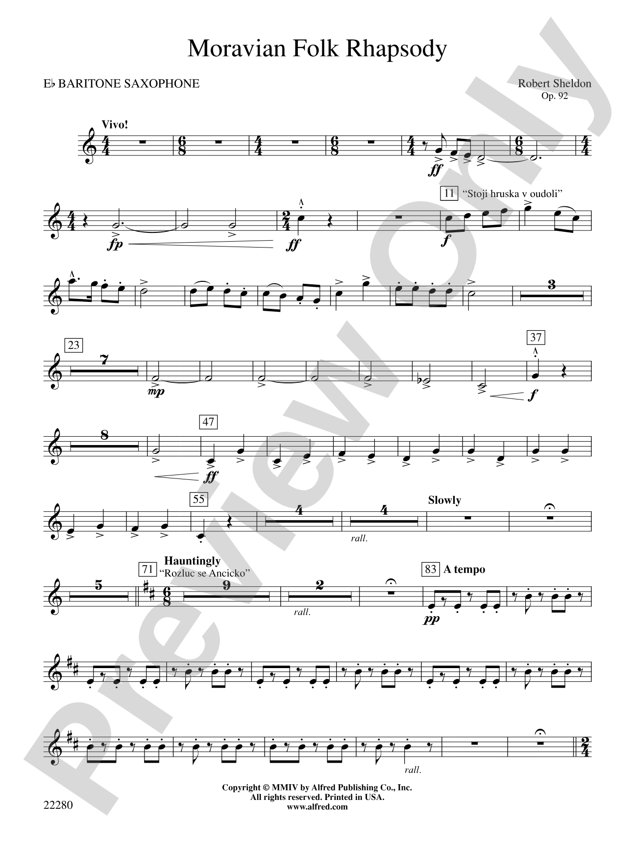 Moravian Folk Rhapsody: E-flat Baritone Saxophone