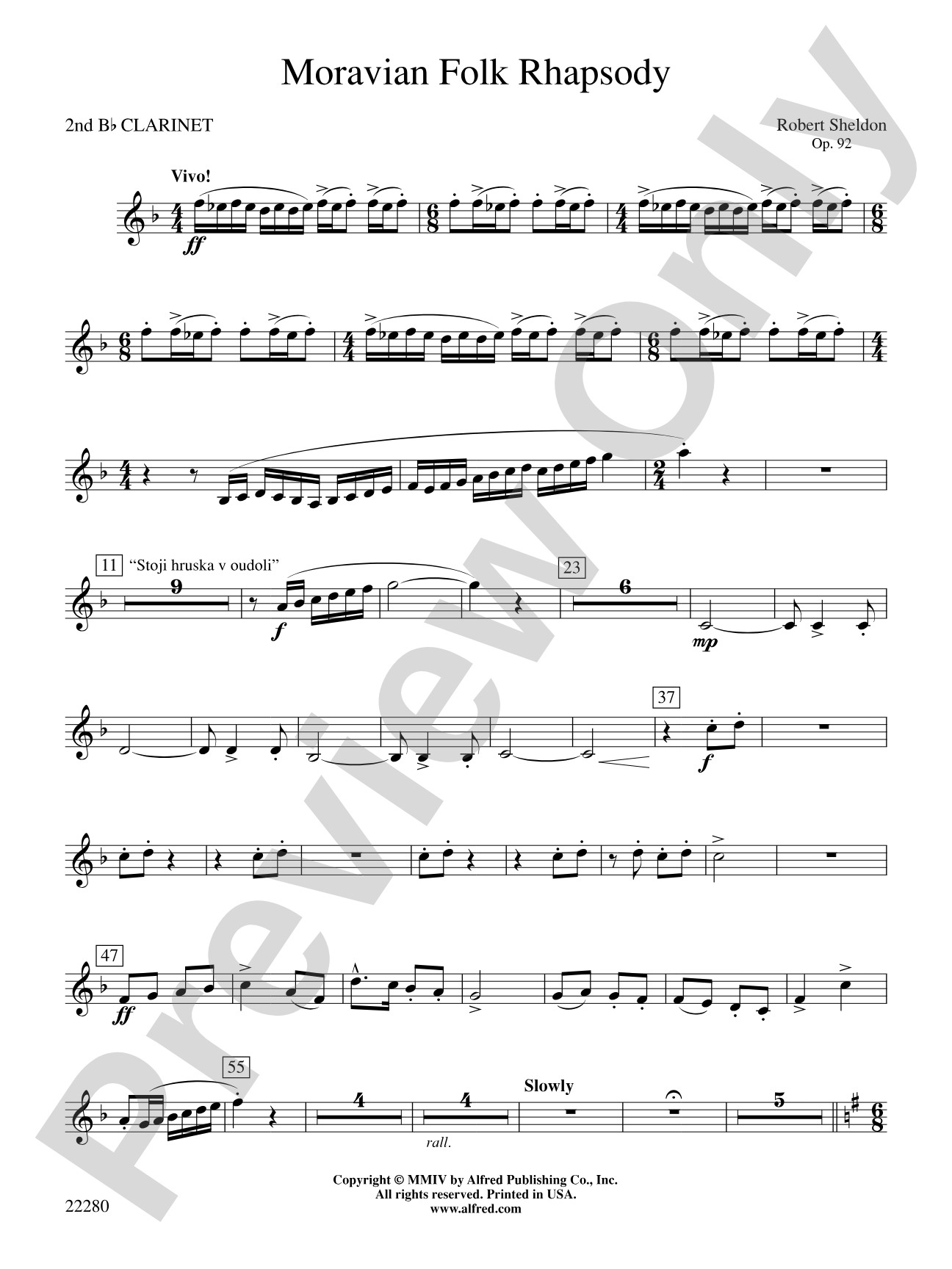 Moravian Folk Rhapsody: 2nd B-flat Clarinet