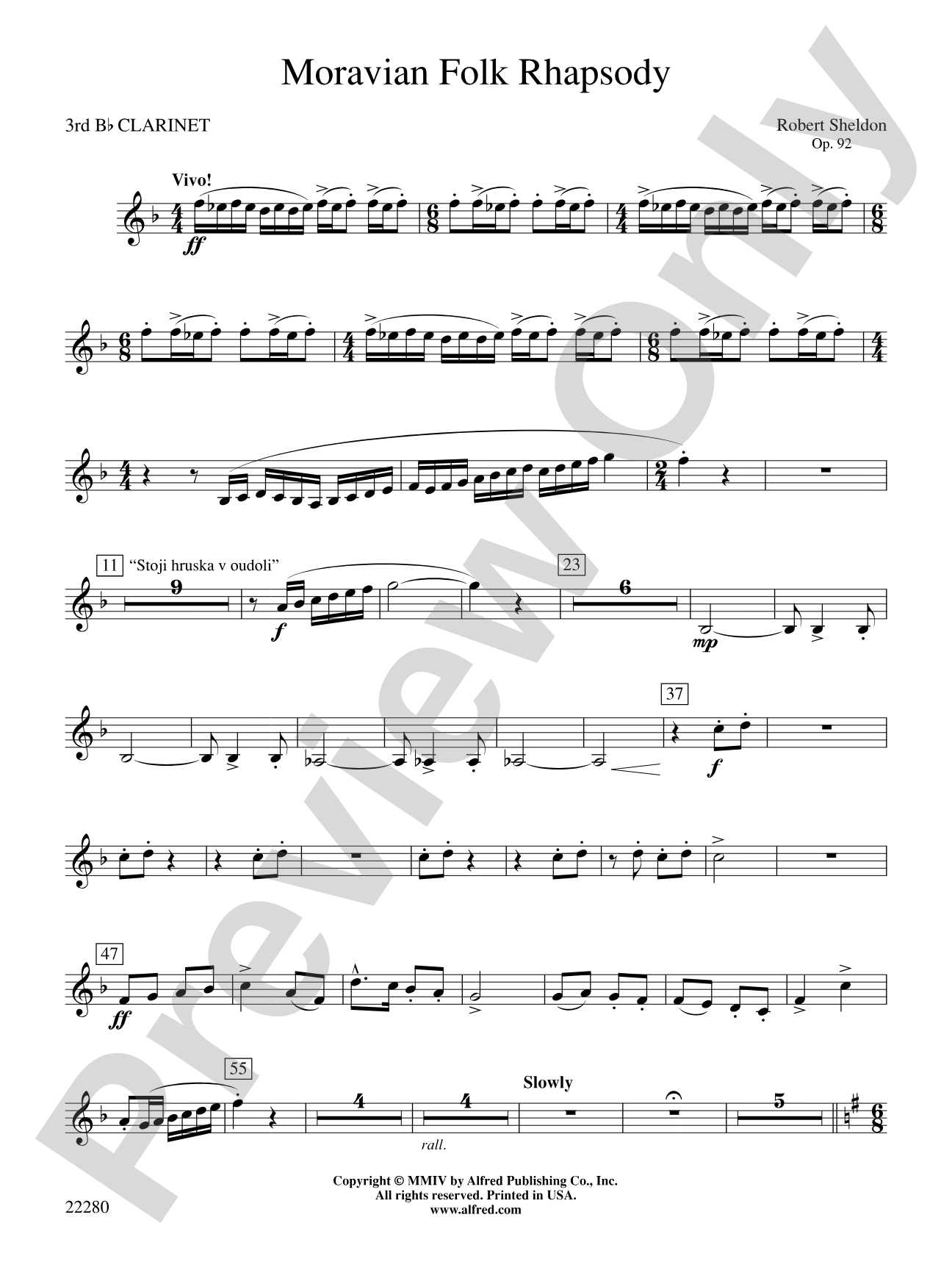 Moravian Folk Rhapsody: 3rd B-flat Clarinet