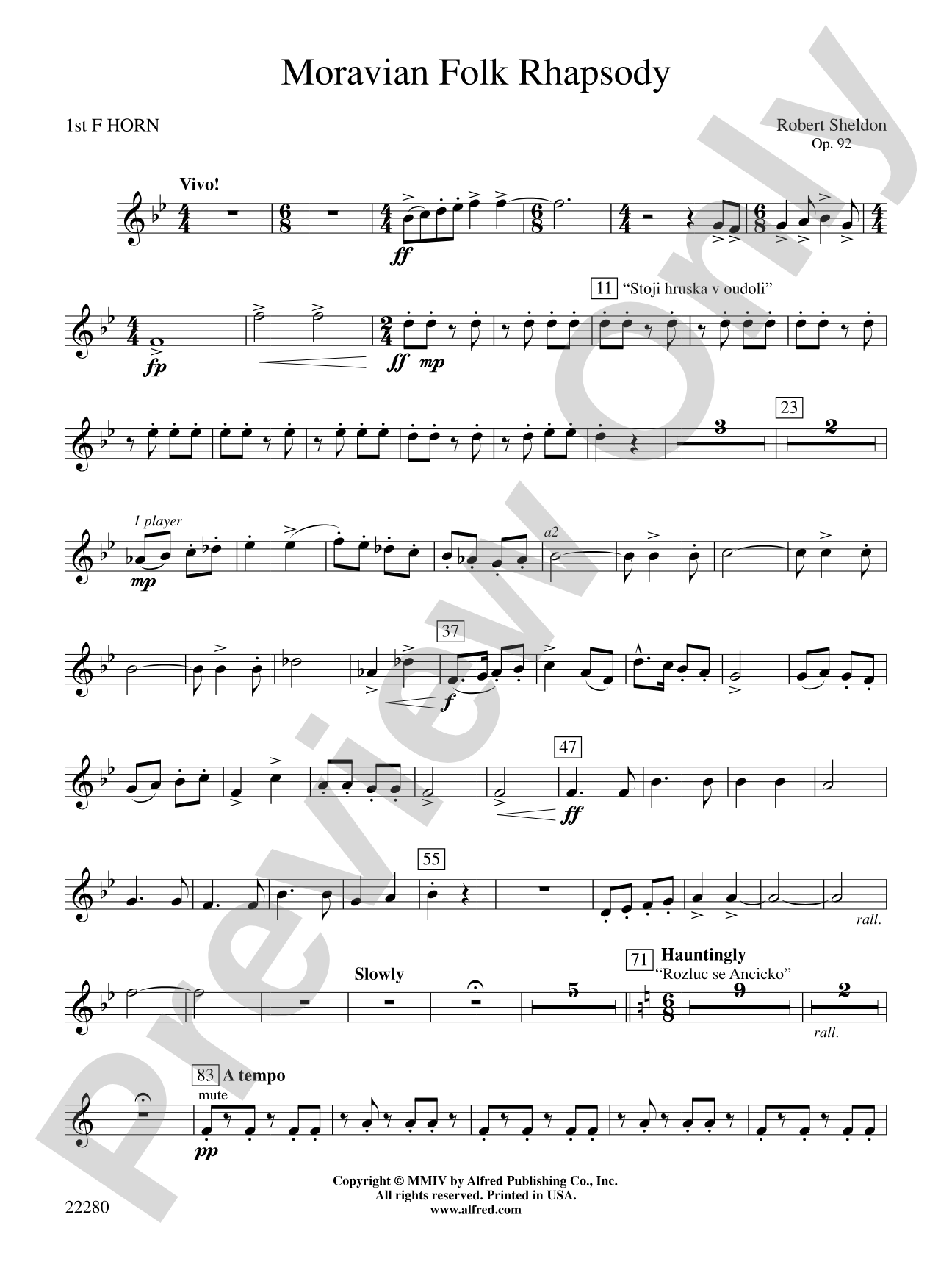 Moravian Folk Rhapsody: 1st F Horn