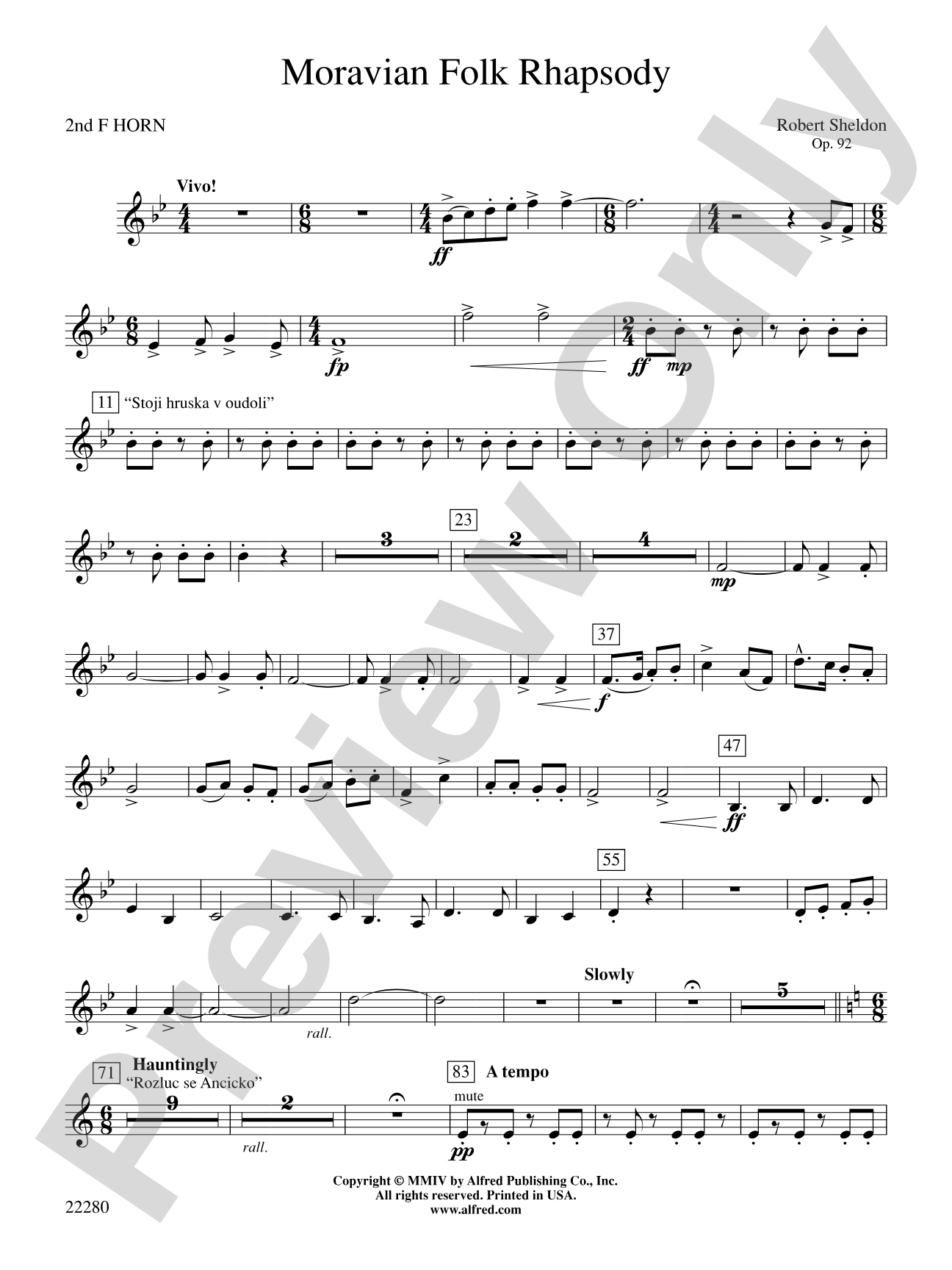 Moravian Folk Rhapsody: 2nd F Horn