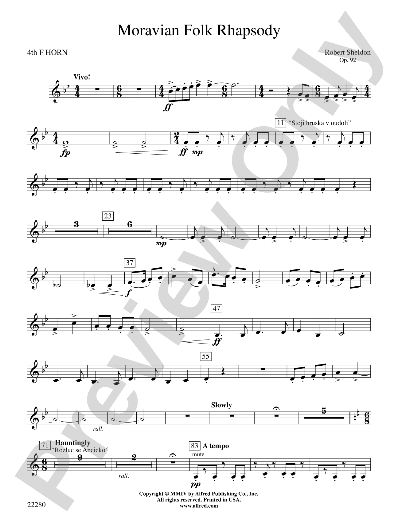 Moravian Folk Rhapsody: 4th F Horn