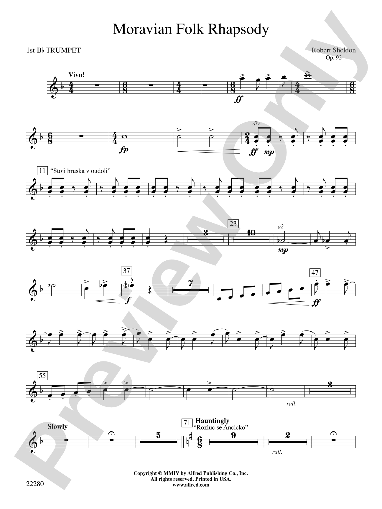Moravian Folk Rhapsody: 1st B-flat Trumpet