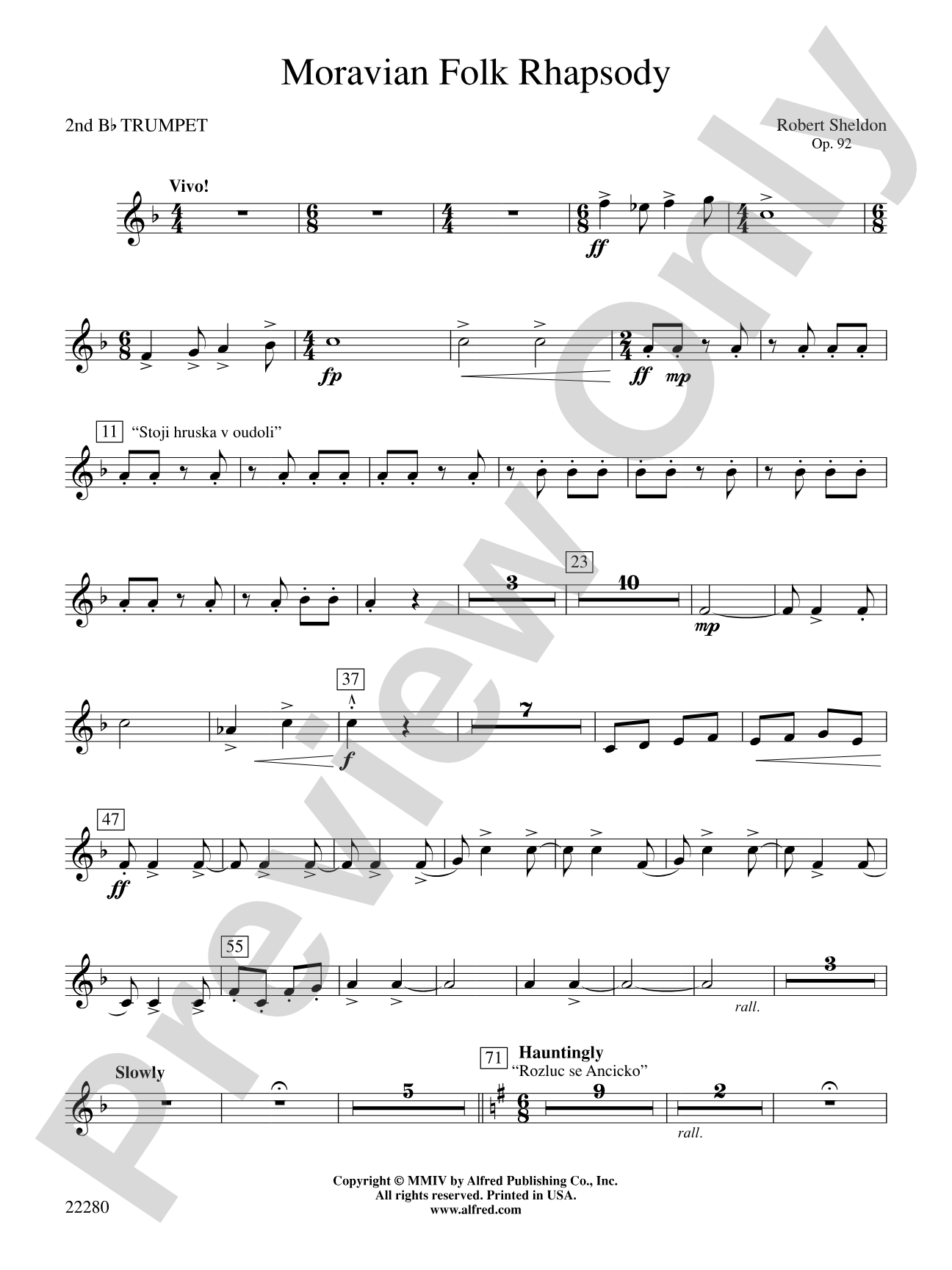 Moravian Folk Rhapsody: 2nd B-flat Trumpet