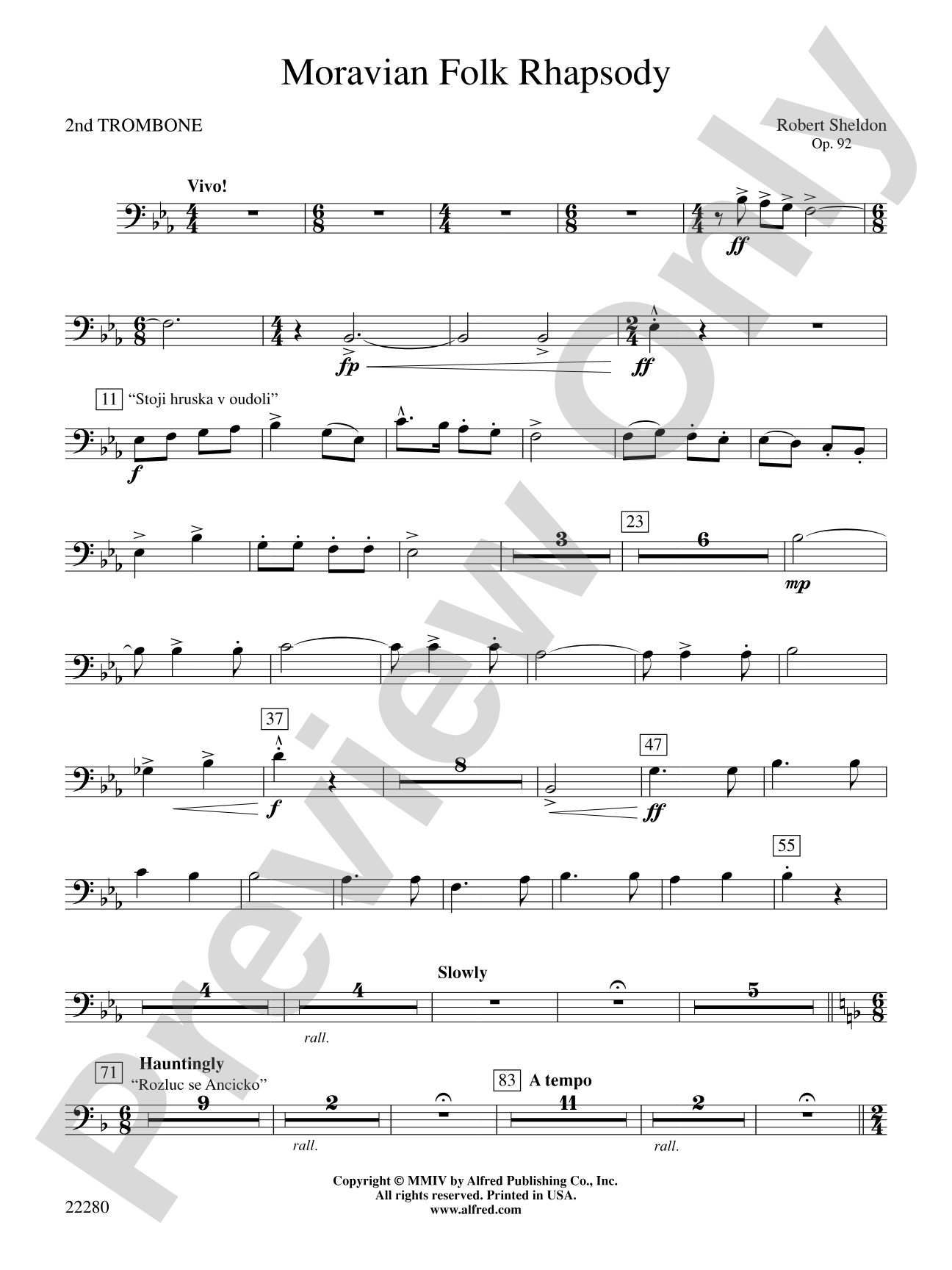 Moravian Folk Rhapsody: 2nd Trombone