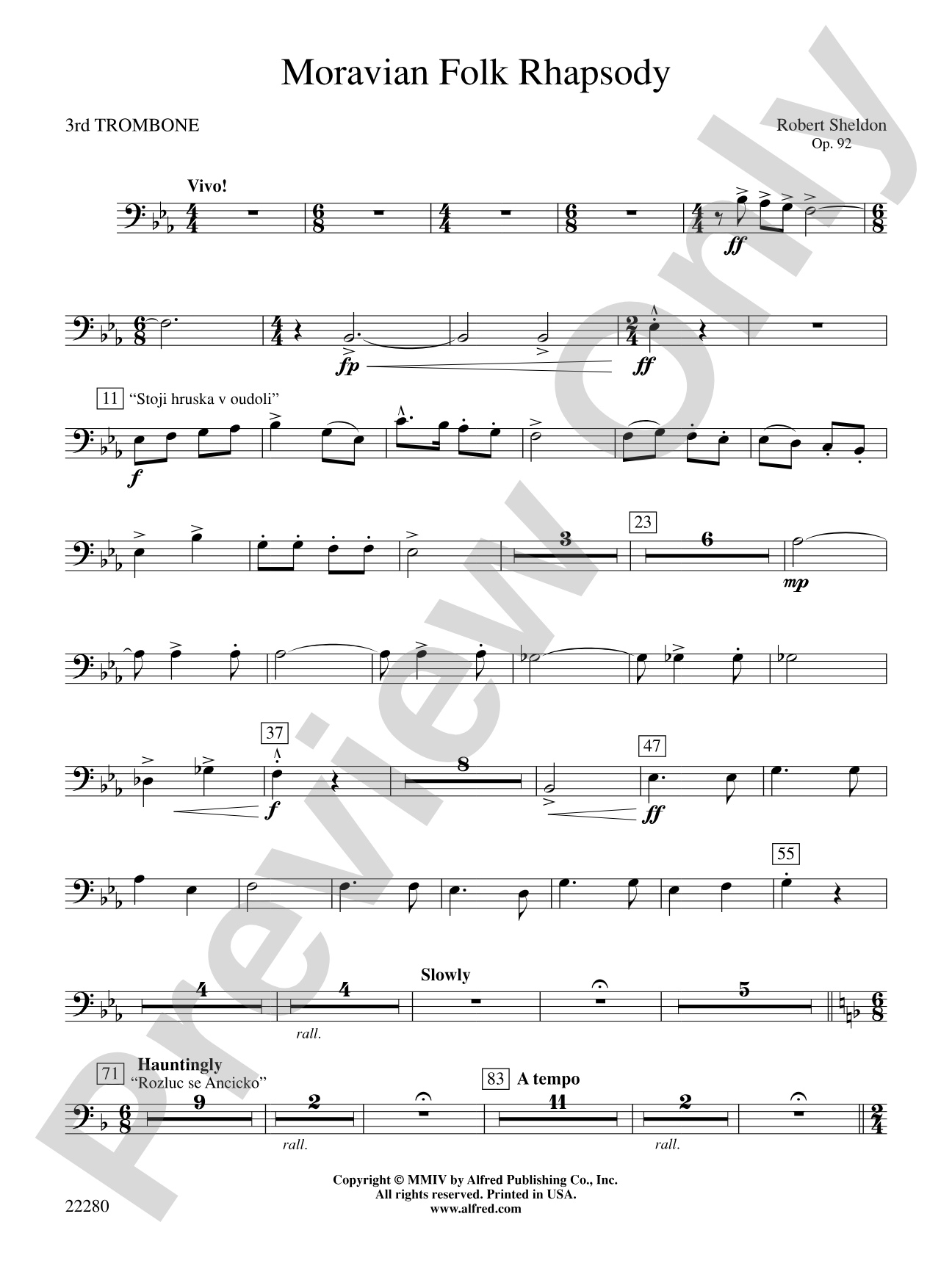 Moravian Folk Rhapsody: 3rd Trombone