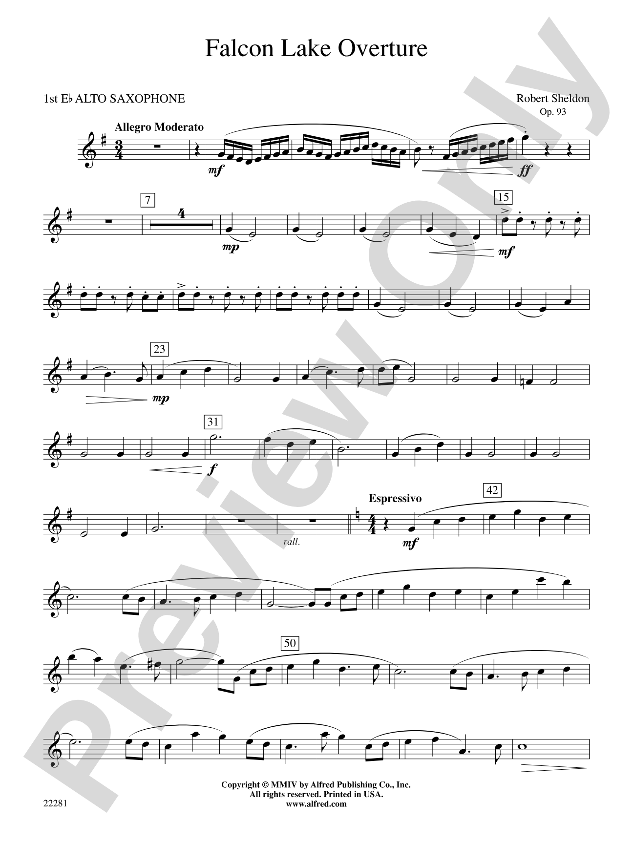 Falcon Lake Overture: E-flat Alto Saxophone