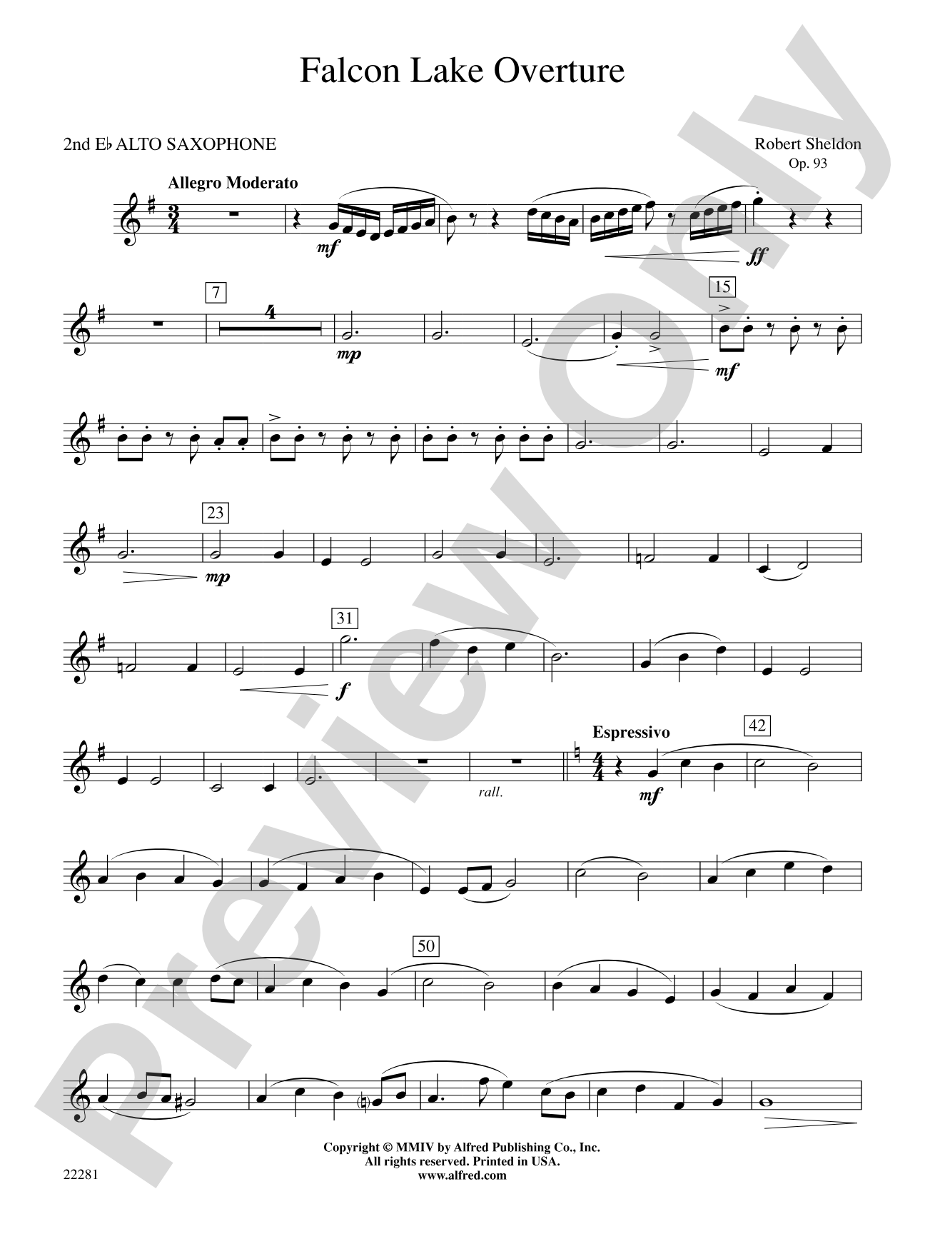 Falcon Lake Overture: 2nd E-flat Alto Saxophone