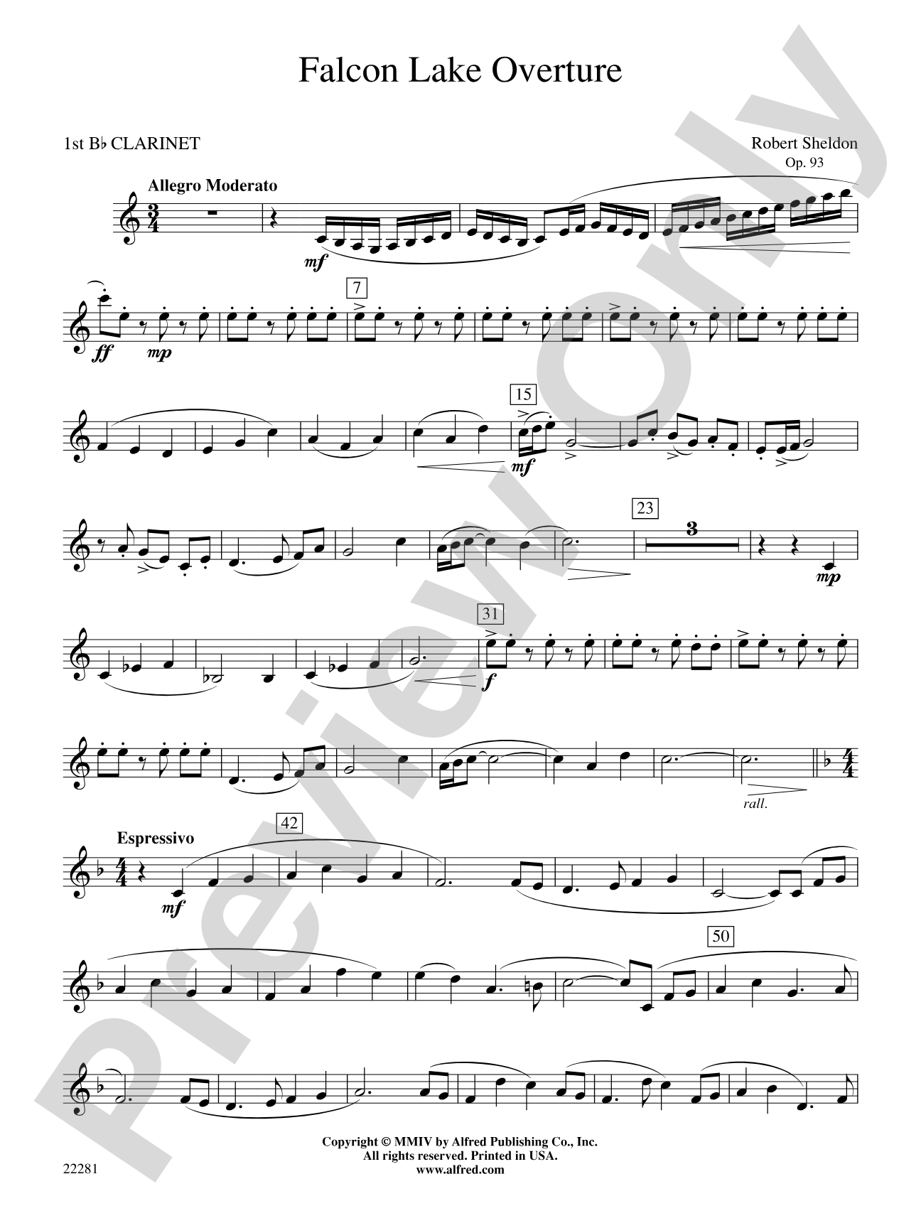 Falcon Lake Overture: 1st B-flat Clarinet