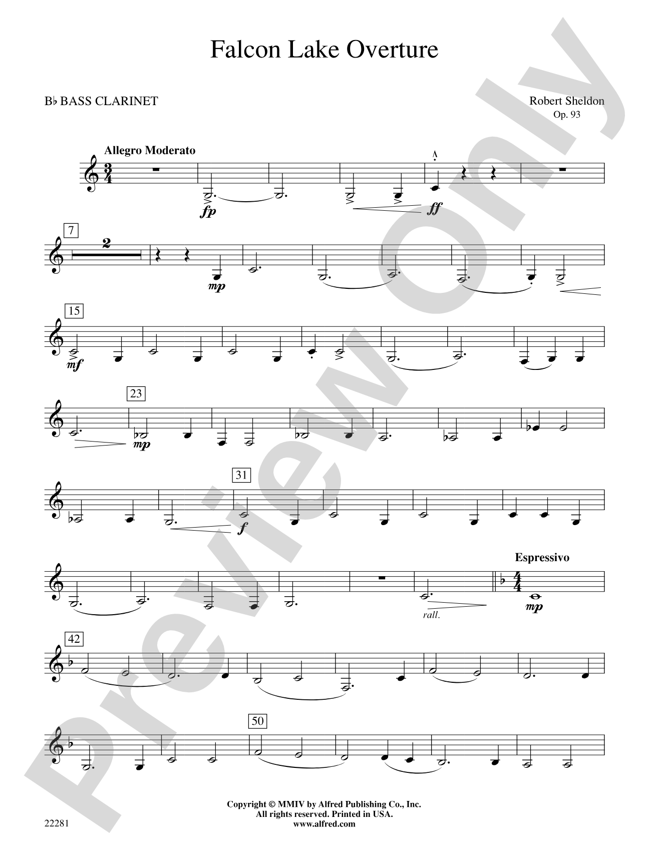 Falcon Lake Overture: B-flat Bass Clarinet