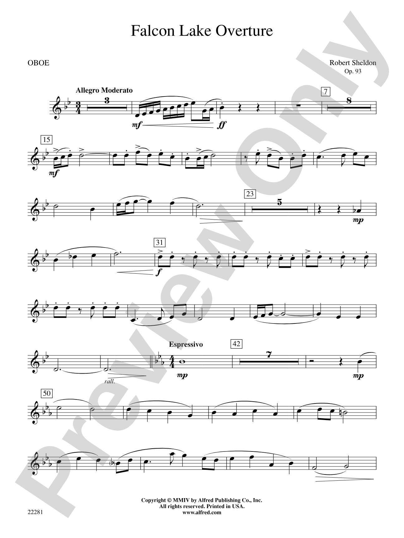 Falcon Lake Overture: Oboe