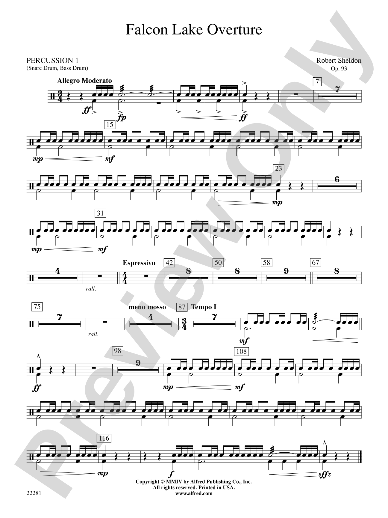 Falcon Lake Overture: 1st Percussion