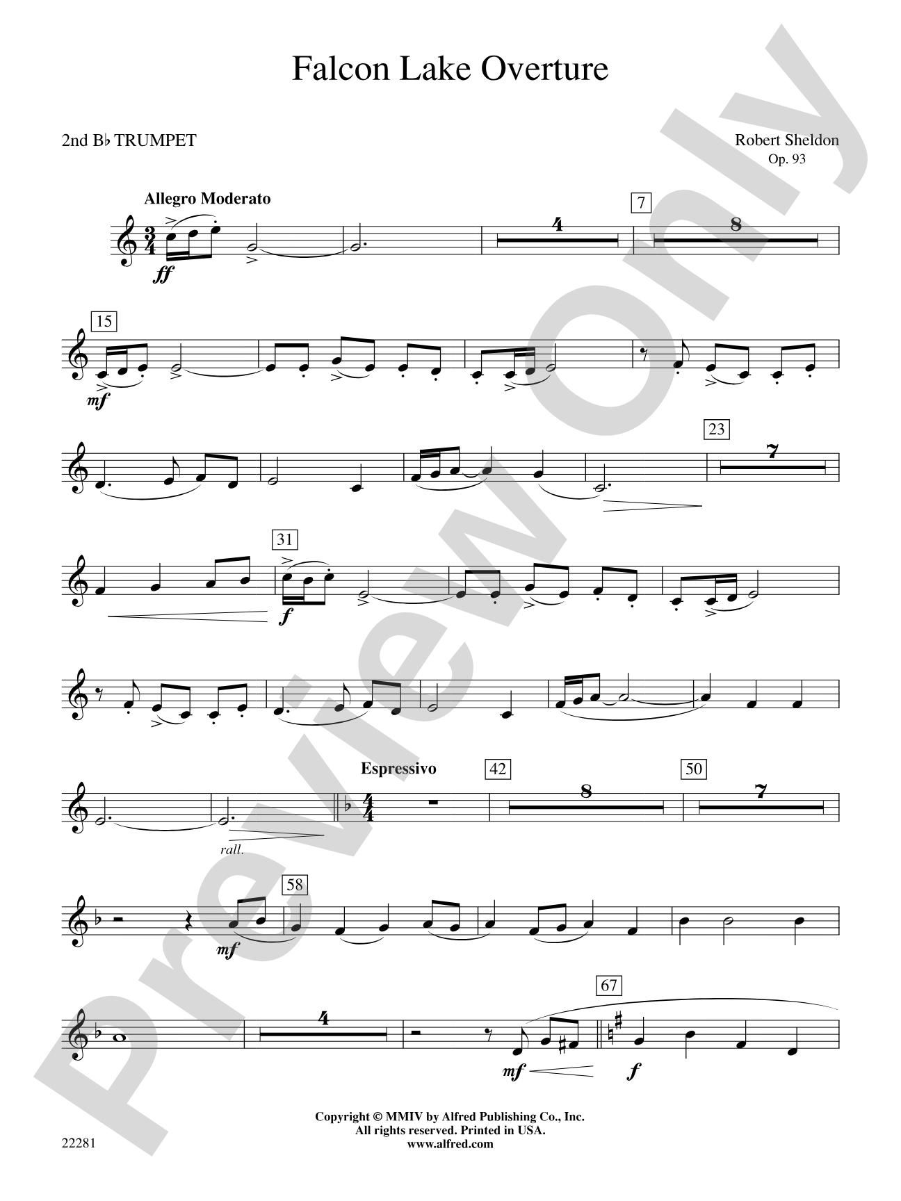 Falcon Lake Overture: 2nd B-flat Trumpet