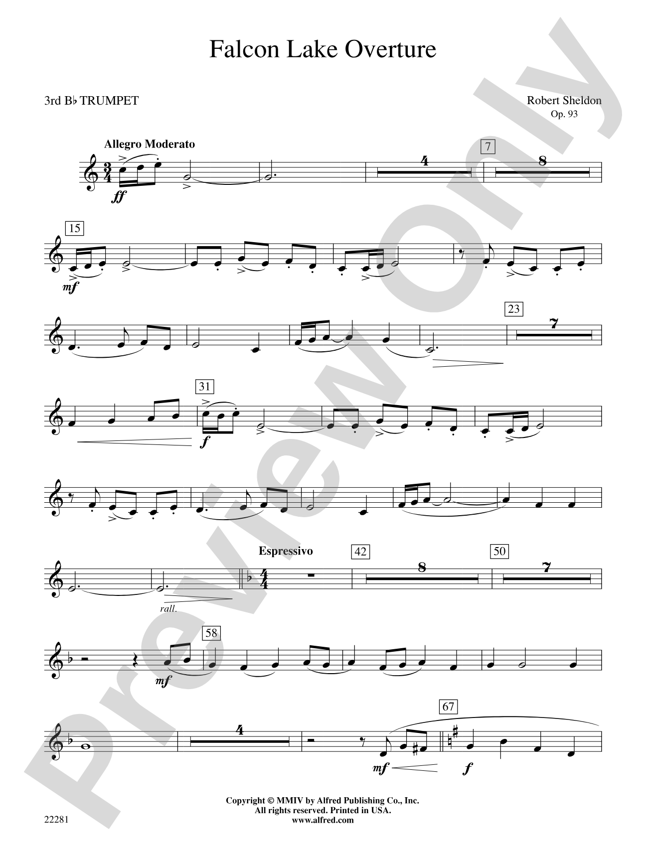 Falcon Lake Overture: 3rd B-flat Trumpet