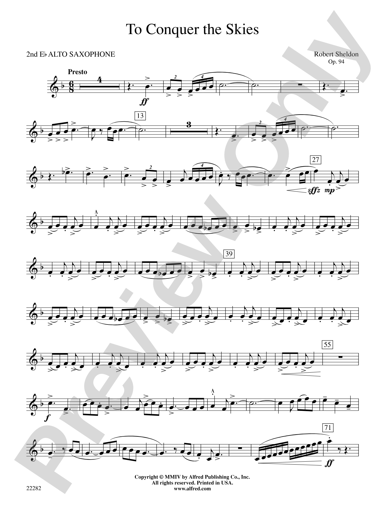 To Conquer the Skies: 2nd E-flat Alto Saxophone