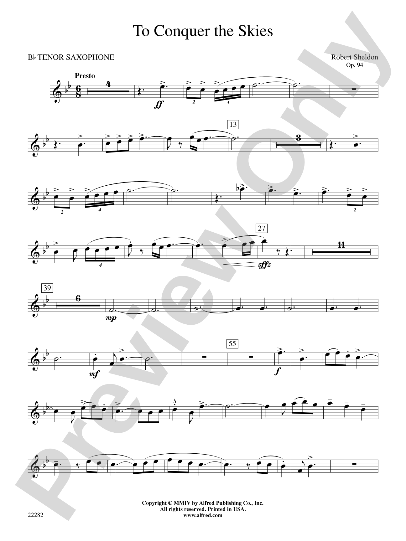 To Conquer the Skies: B-flat Tenor Saxophone