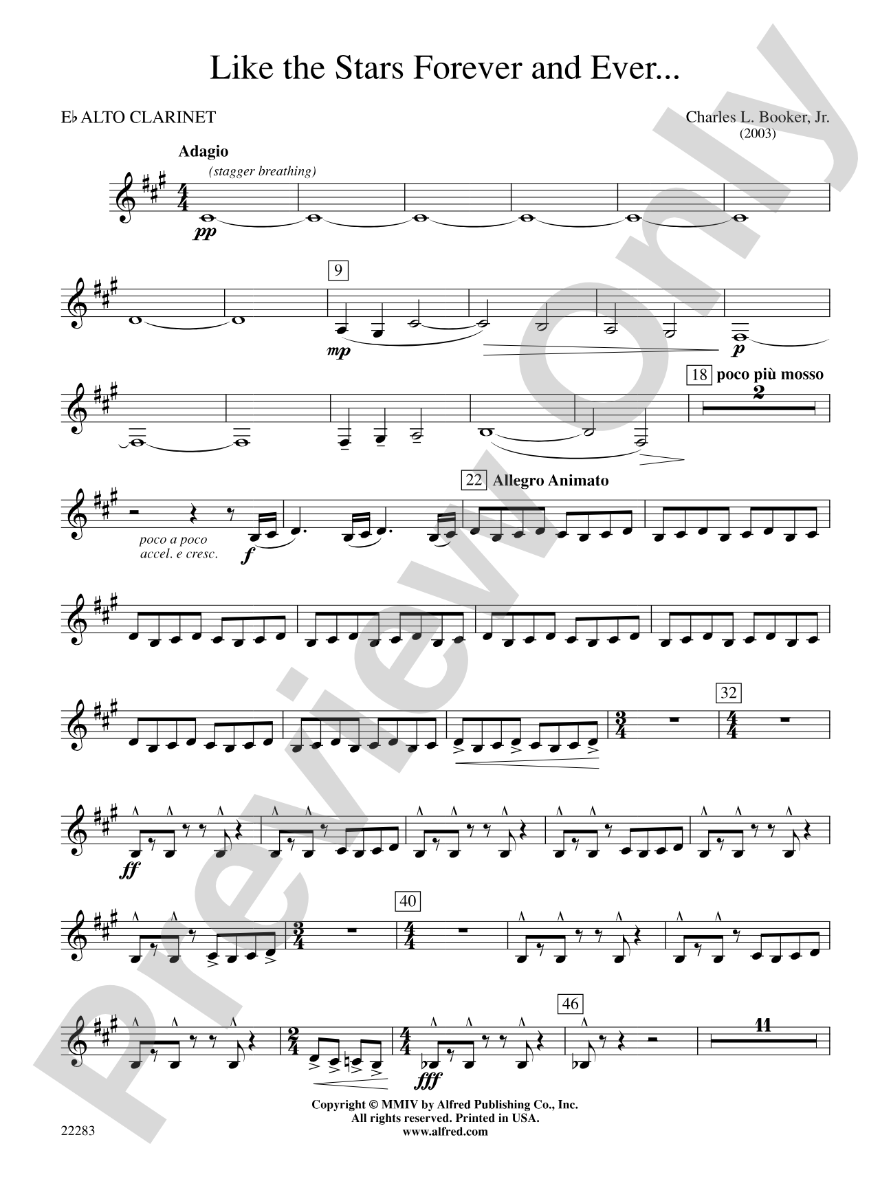 Like the Stars Forever and Ever...: E-flat Alto Clarinet