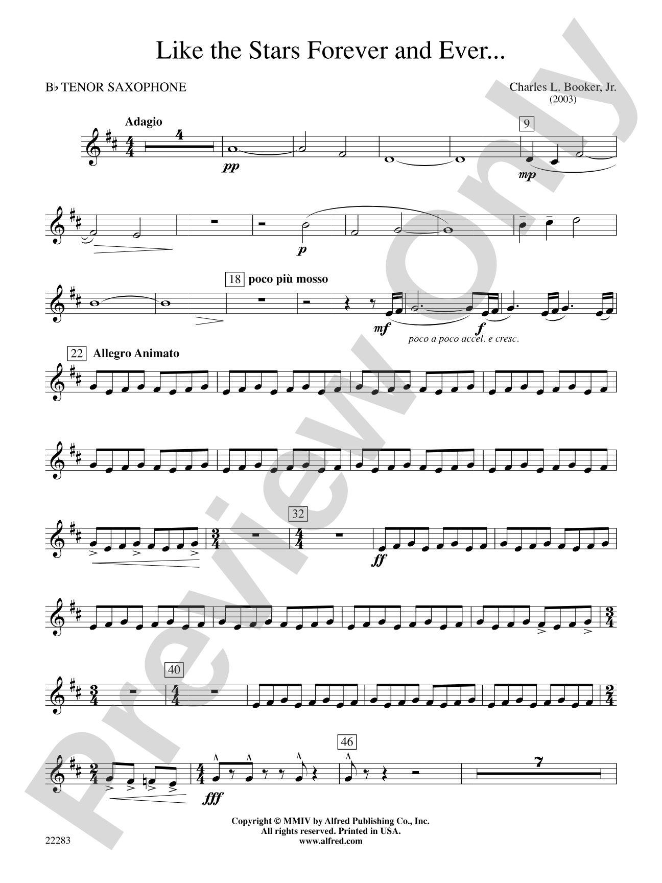 Like the Stars Forever and Ever...: B-flat Tenor Saxophone