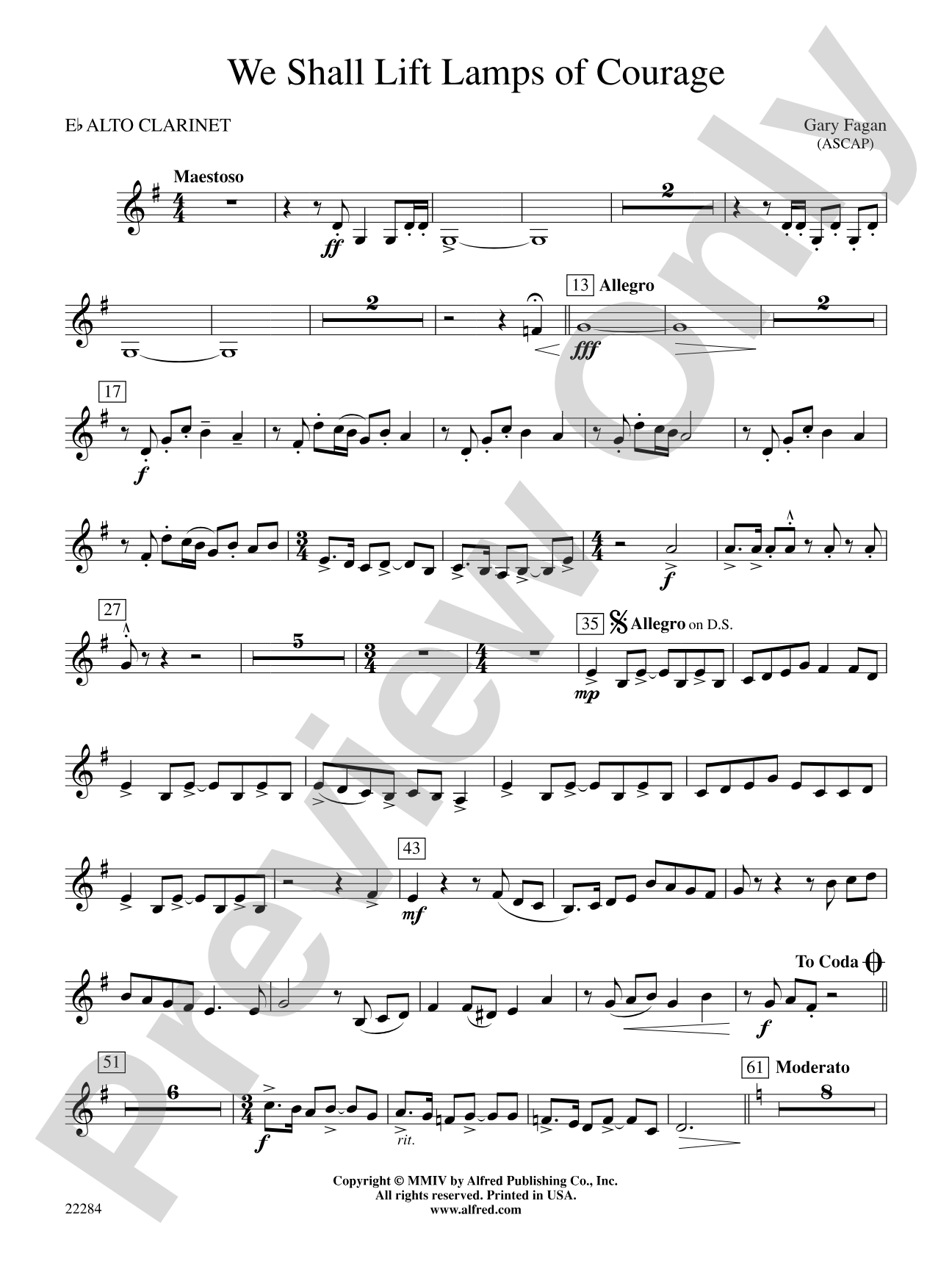 We Shall Lift Lamps of Courage: E-flat Alto Clarinet