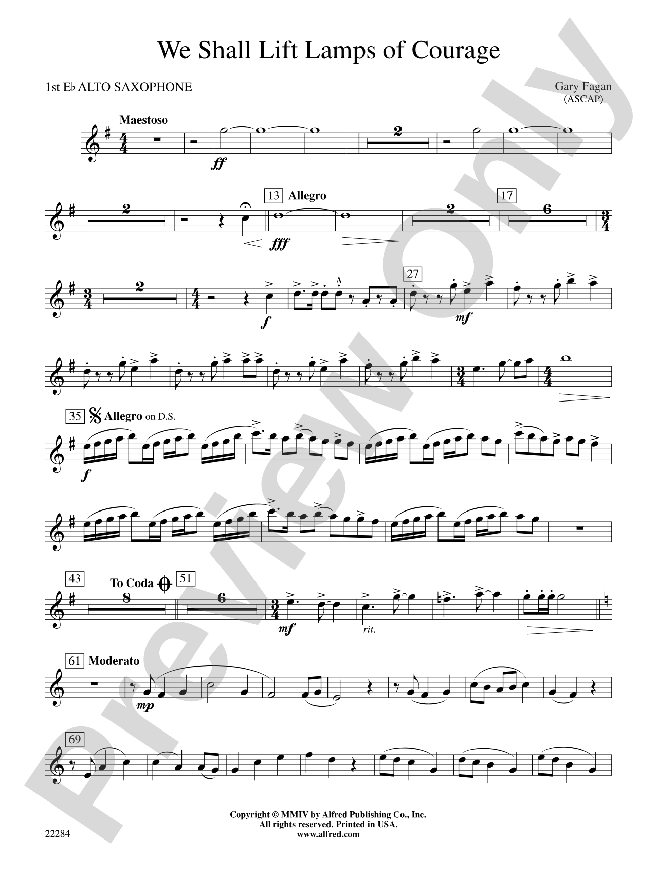 We Shall Lift Lamps of Courage: E-flat Alto Saxophone