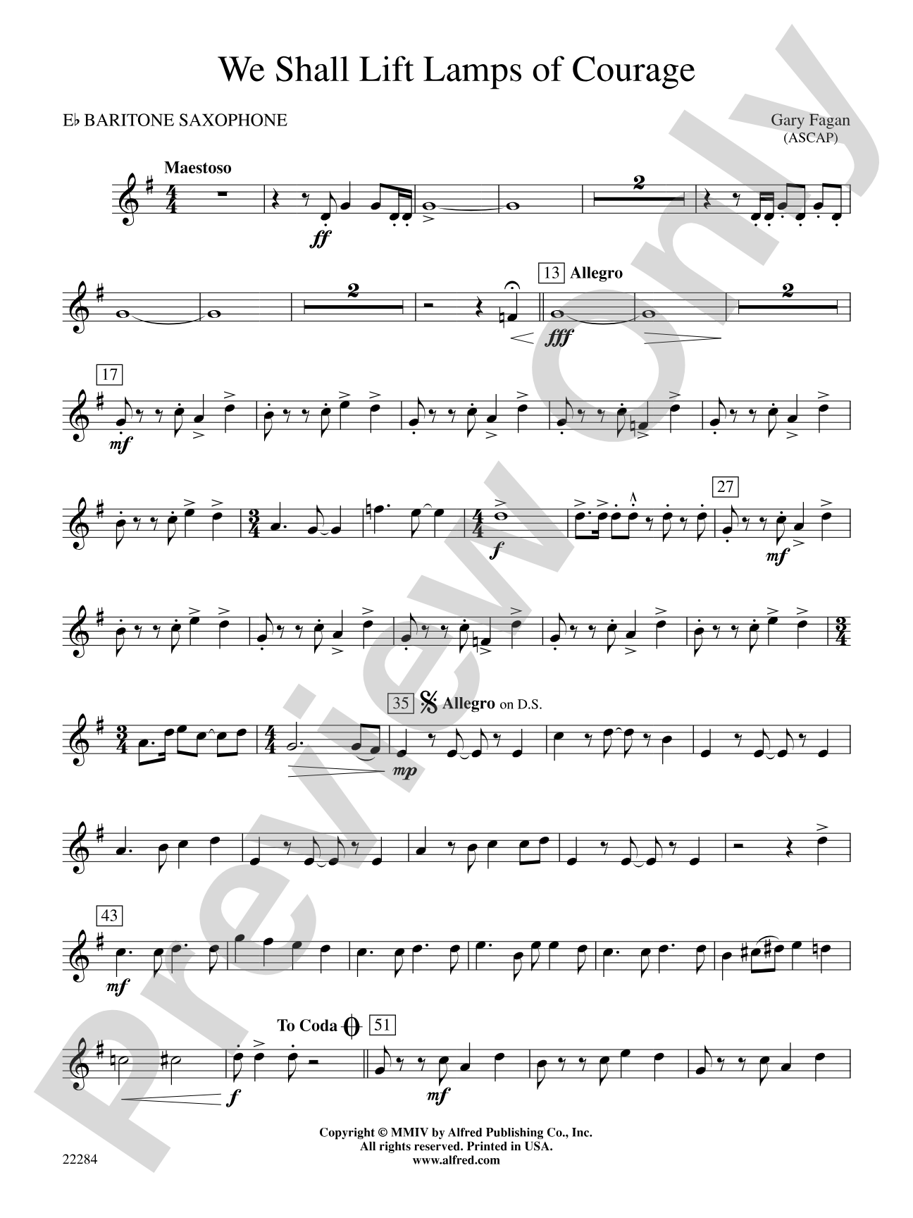 We Shall Lift Lamps of Courage: E-flat Baritone Saxophone