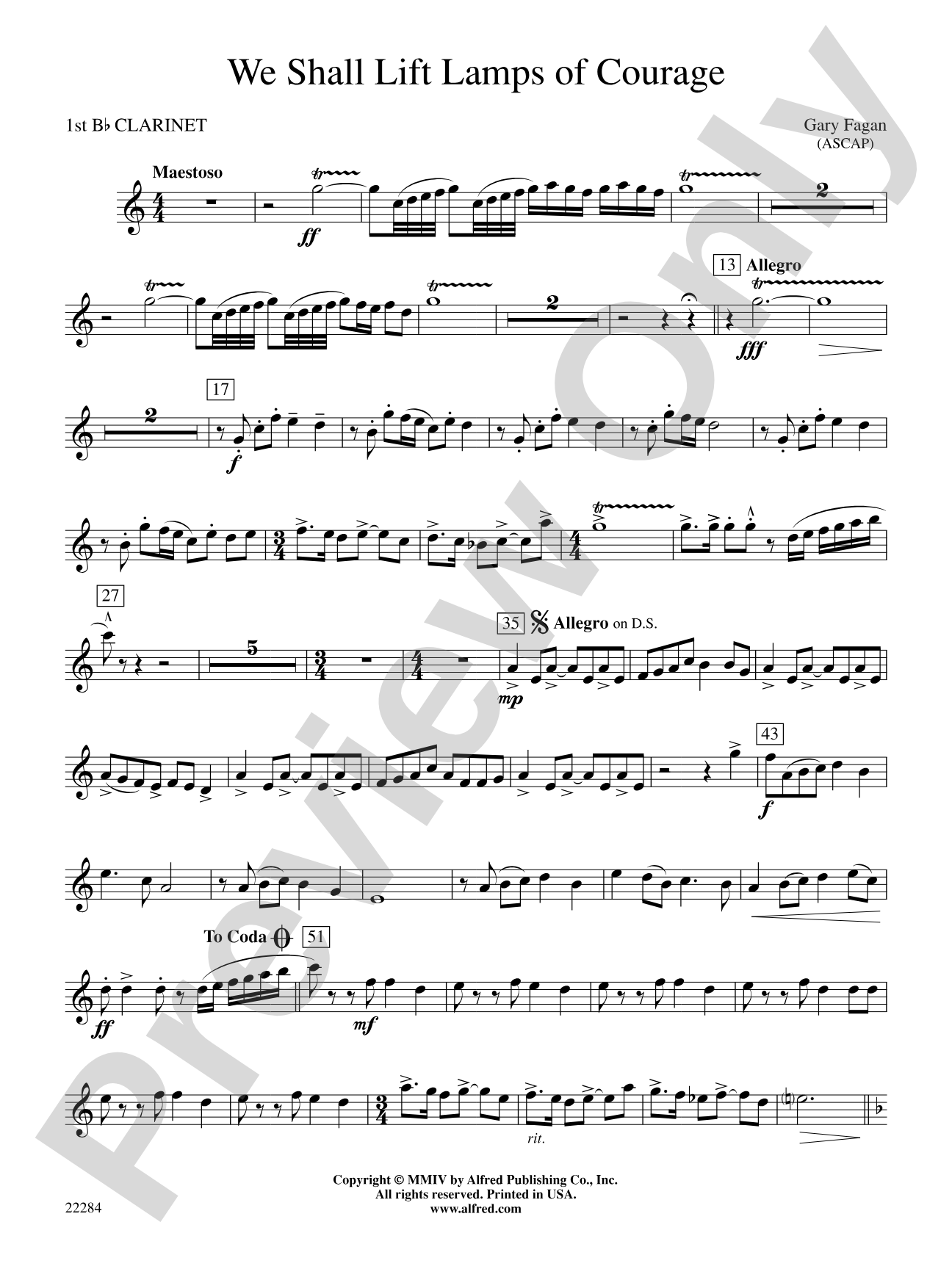 We Shall Lift Lamps of Courage: 1st B-flat Clarinet