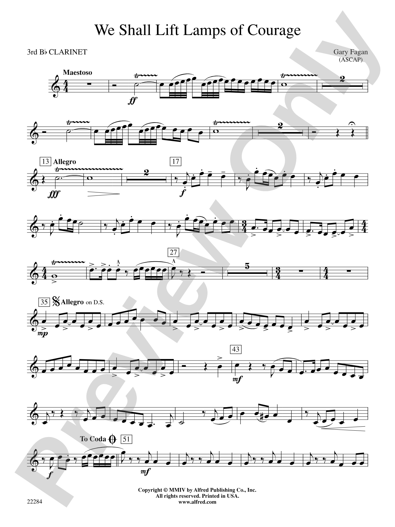 We Shall Lift Lamps of Courage: 3rd B-flat Clarinet