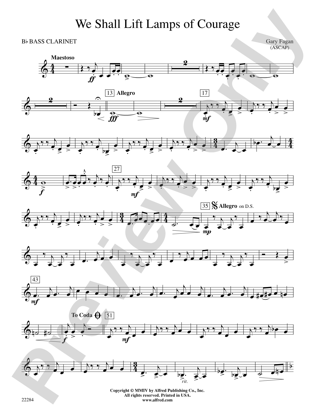 We Shall Lift Lamps of Courage: B-flat Bass Clarinet