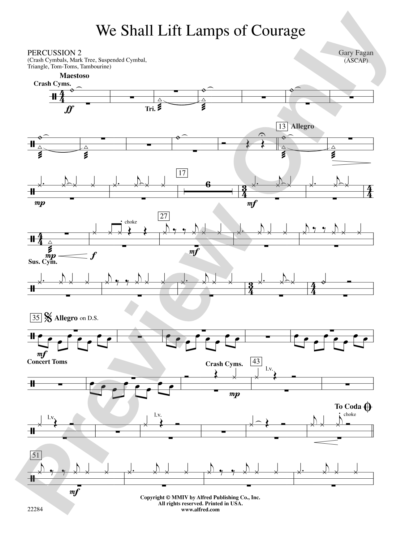 We Shall Lift Lamps of Courage: 2nd Percussion
