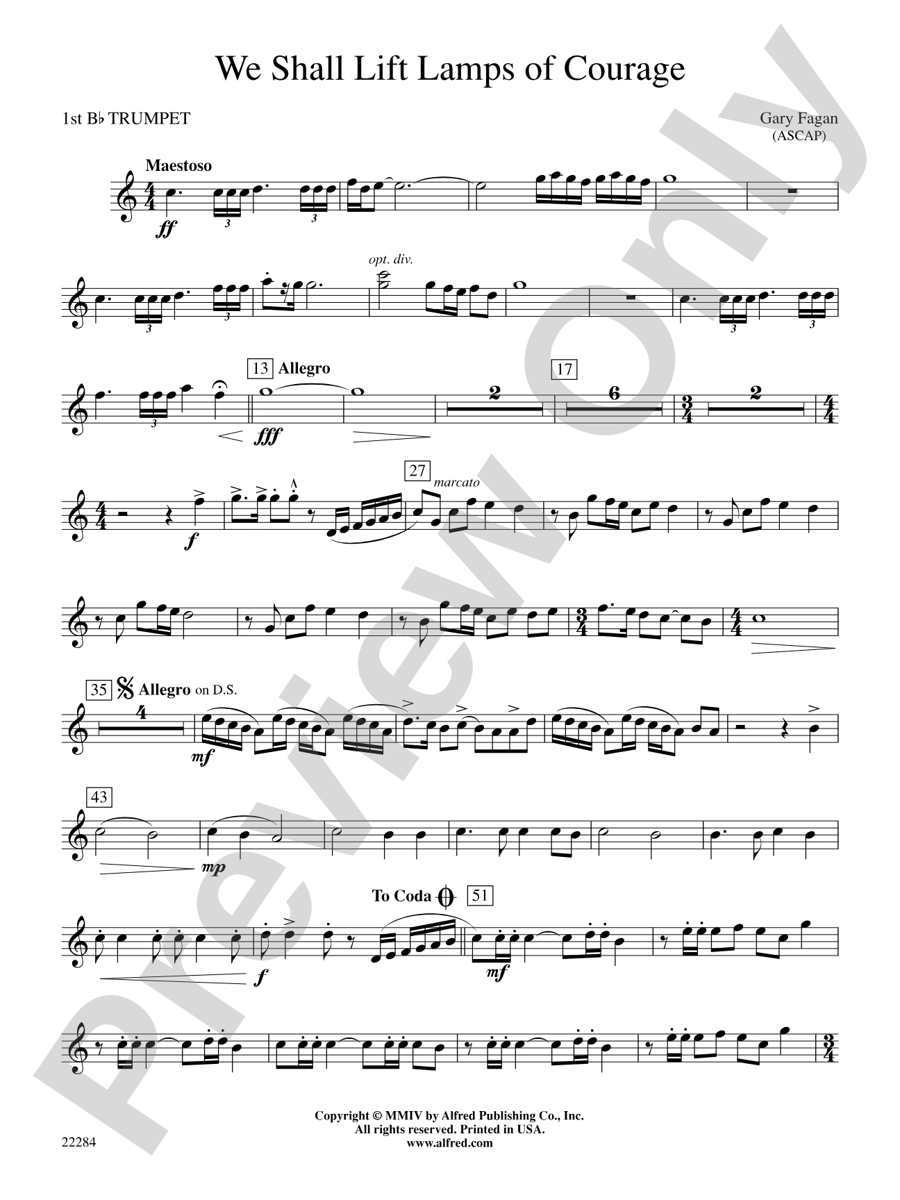 We Shall Lift Lamps of Courage: 1st B-flat Trumpet