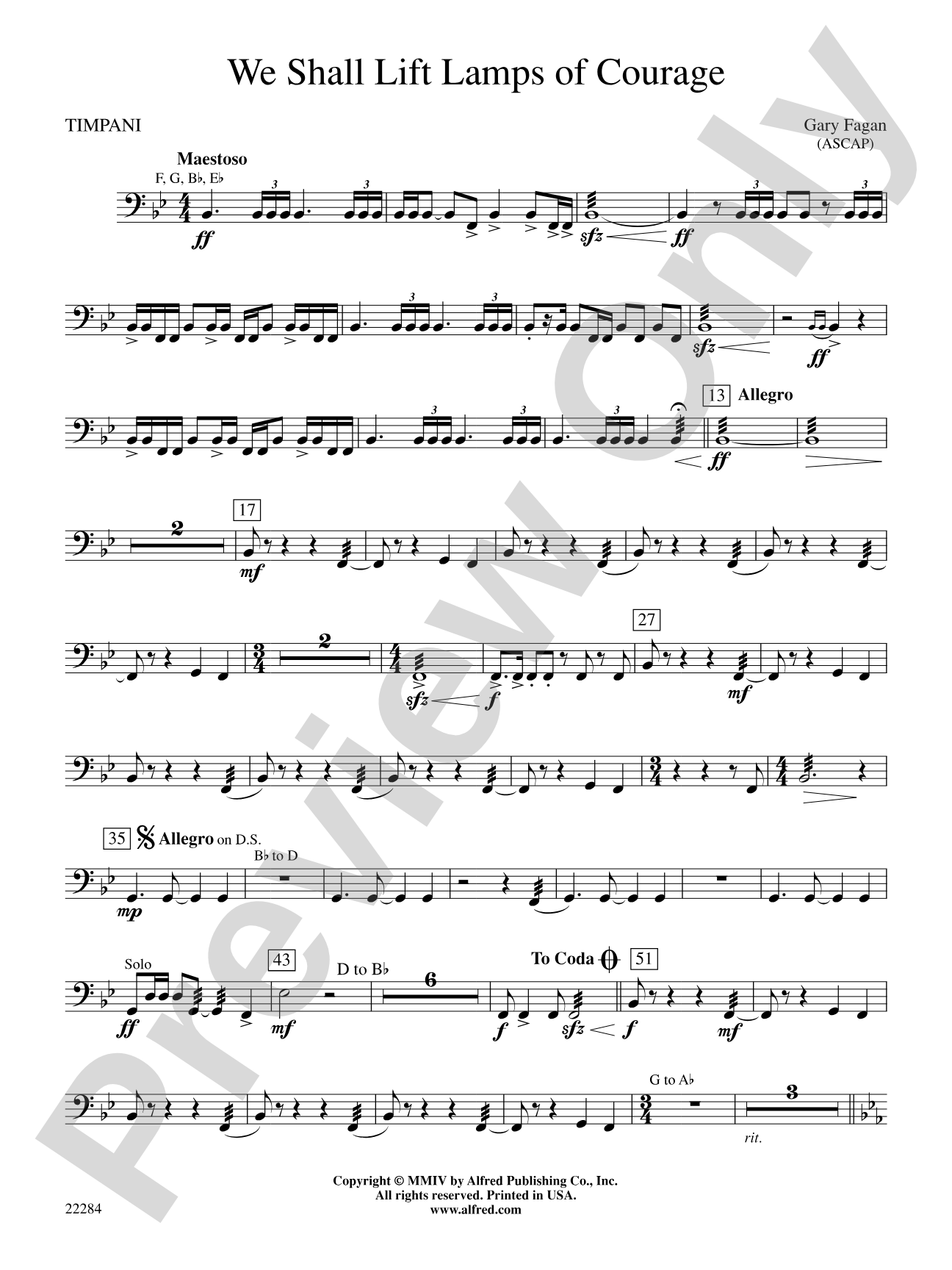 We Shall Lift Lamps of Courage: Timpani