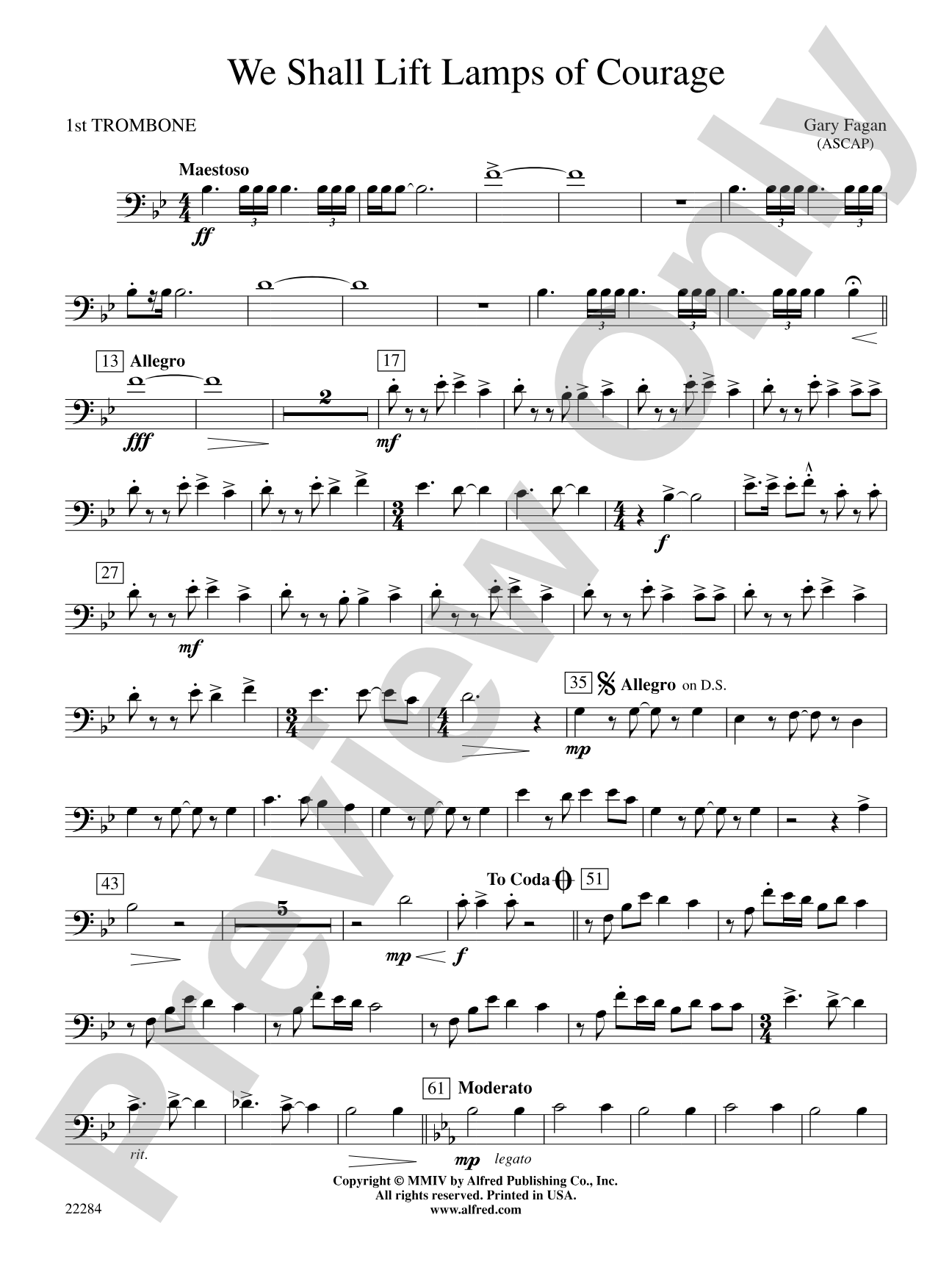We Shall Lift Lamps of Courage: 1st Trombone