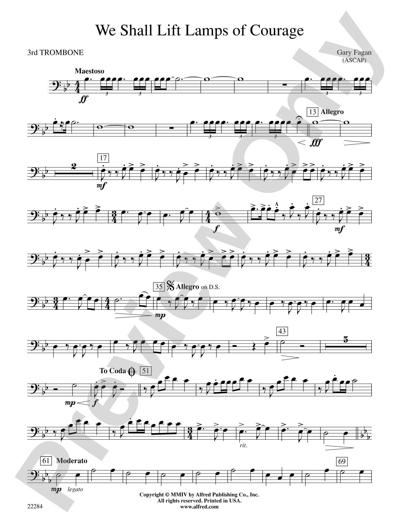 We Shall Lift Lamps of Courage: 3rd Trombone