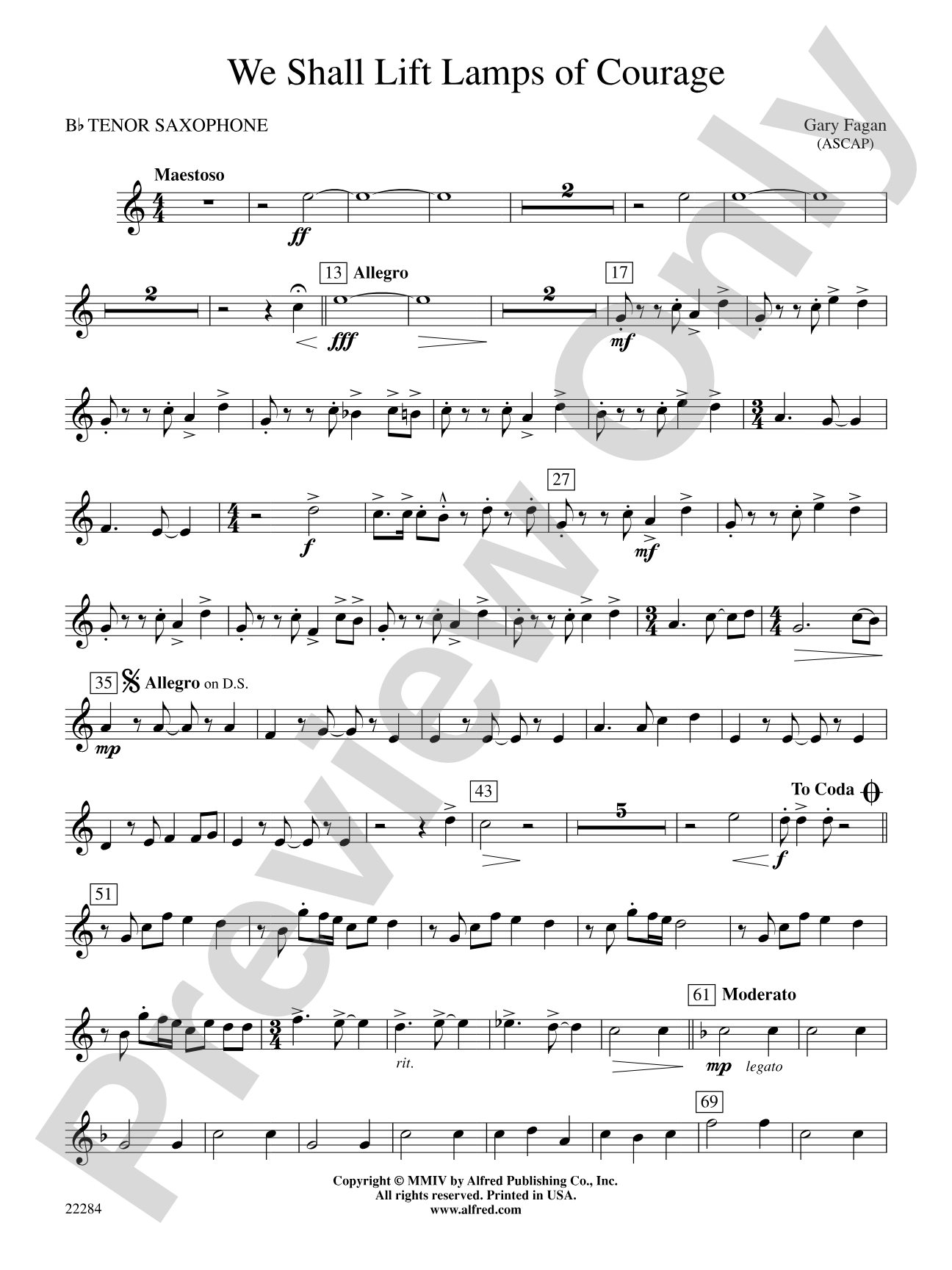 We Shall Lift Lamps of Courage: B-flat Tenor Saxophone