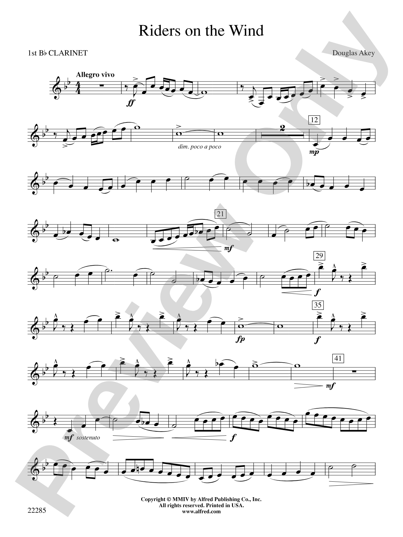 Riders on the Wind: 1st B-flat Clarinet