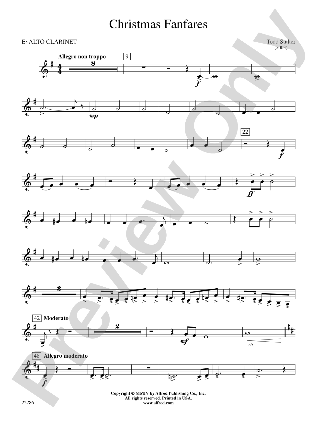 Christmas Fanfares: E-flat Alto Clarinet