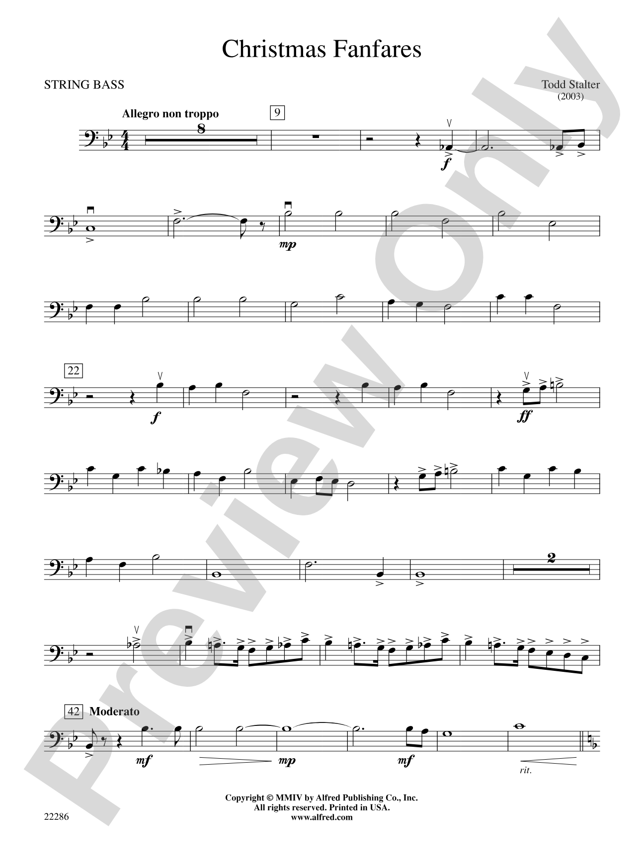 Christmas Fanfares: String Bass