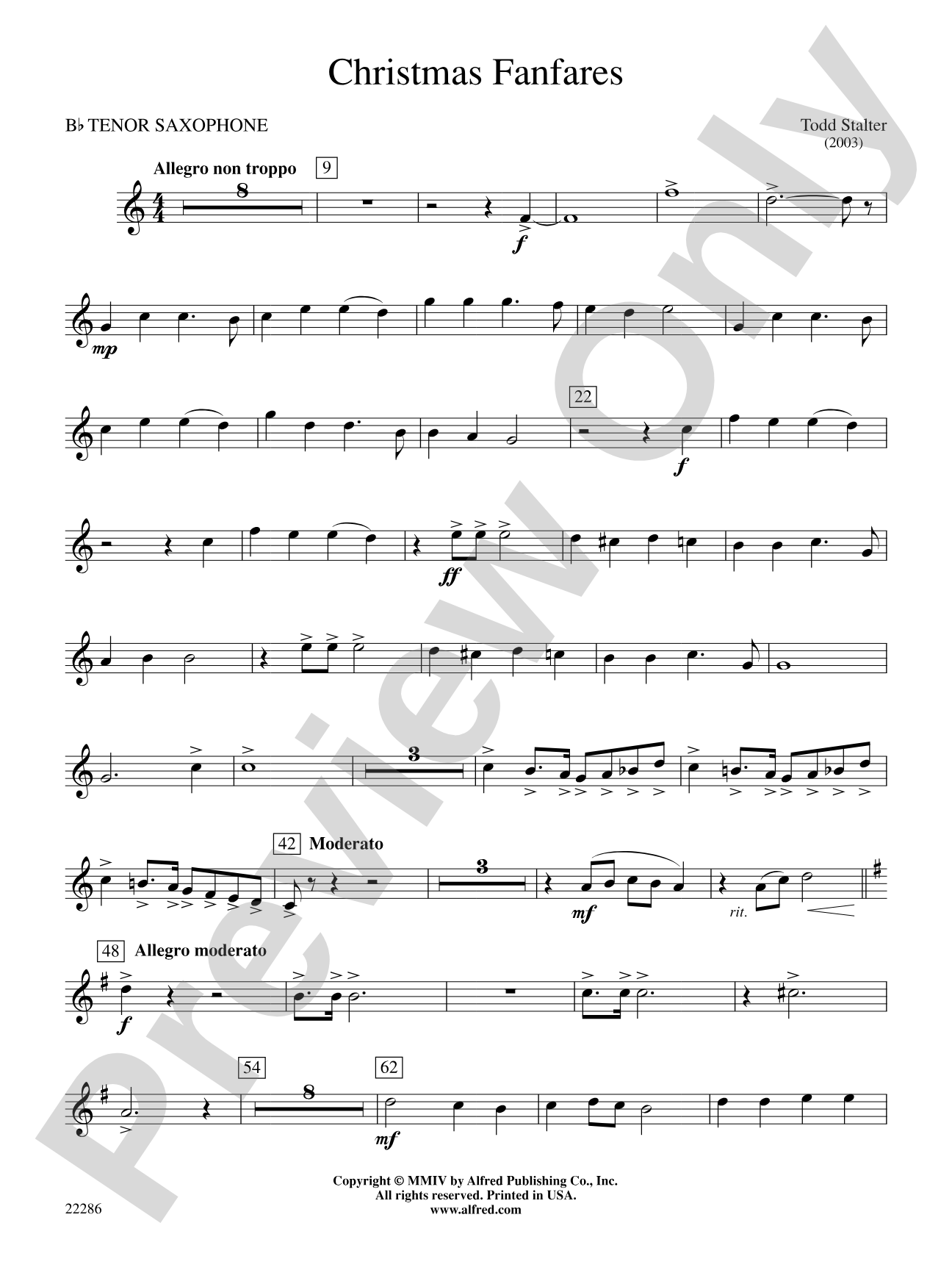 Christmas Fanfares: B-flat Tenor Saxophone