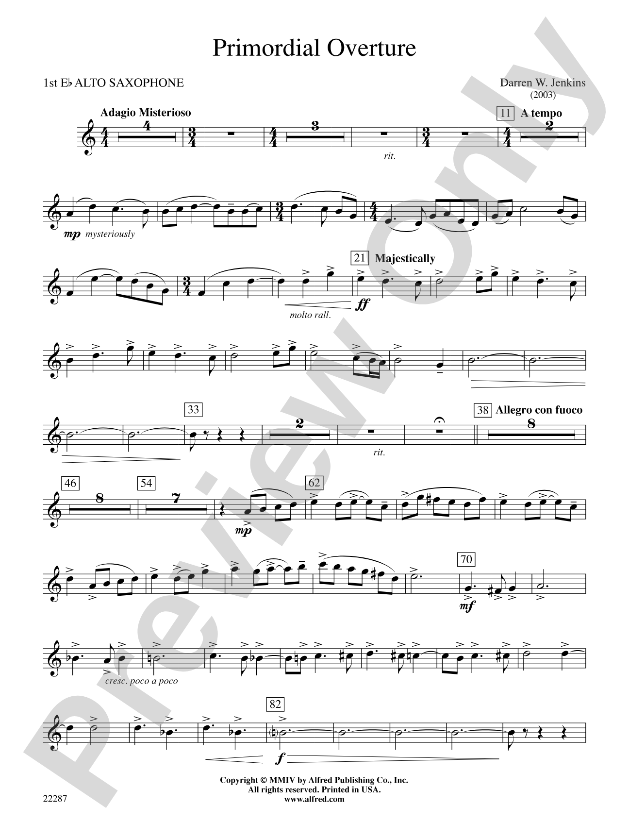 Primordial Overture: E-flat Alto Saxophone