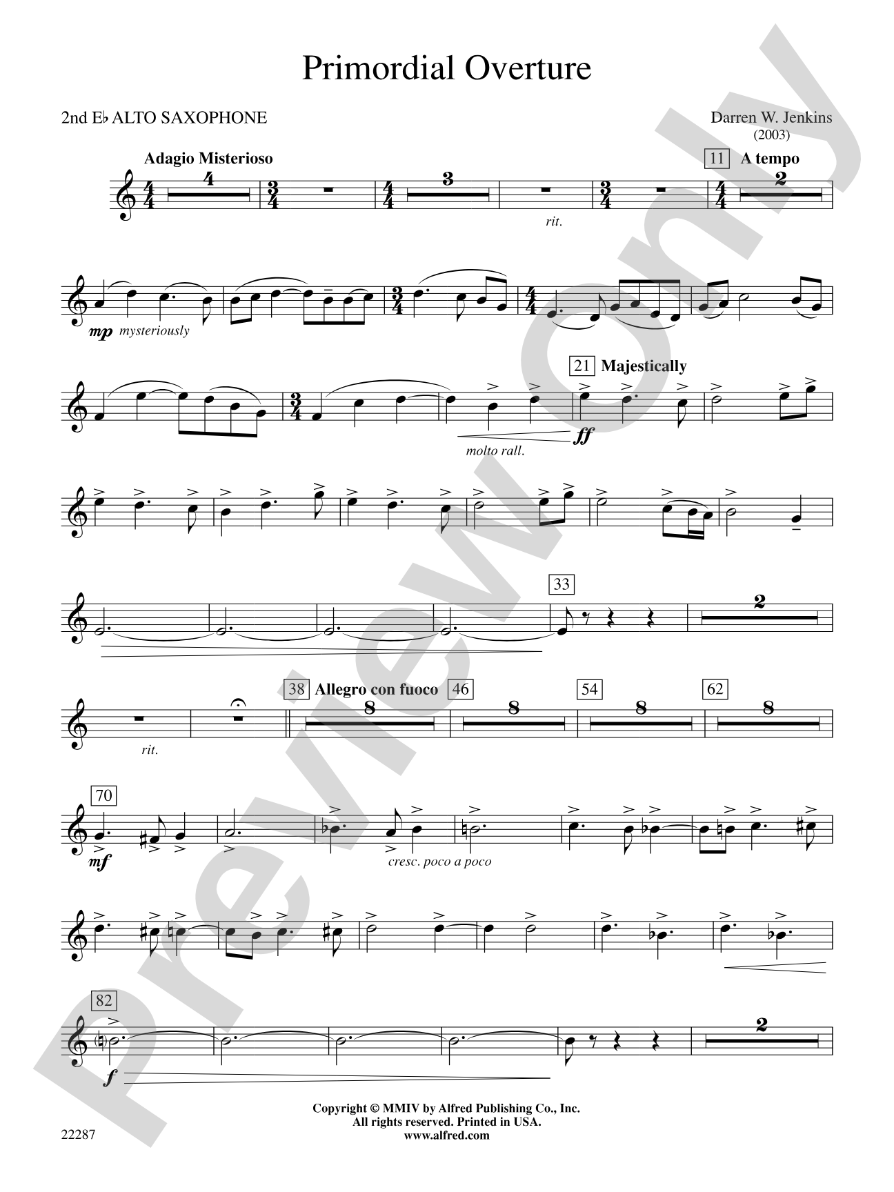 Primordial Overture: 2nd E-flat Alto Saxophone