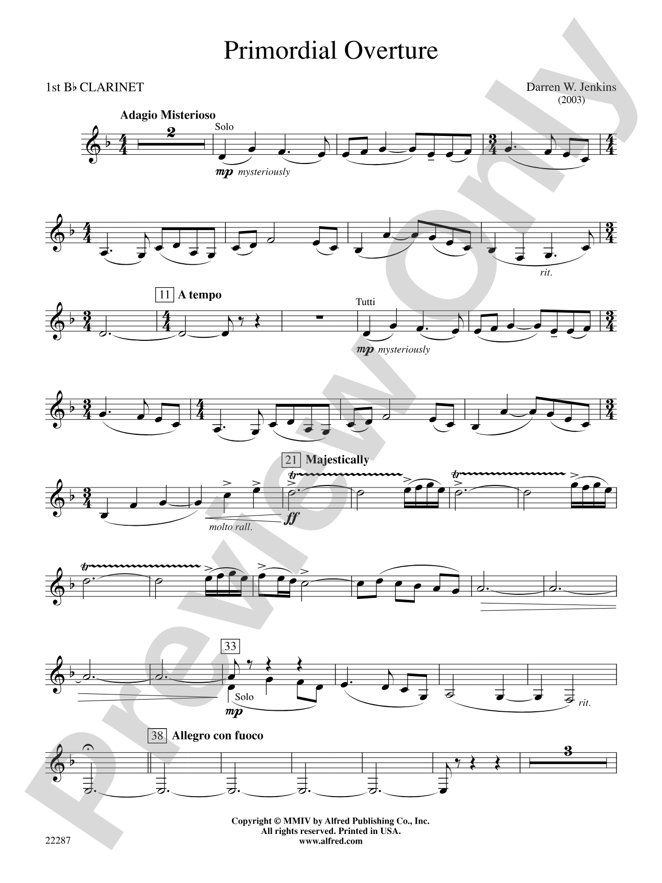 Primordial Overture: 1st B-flat Clarinet